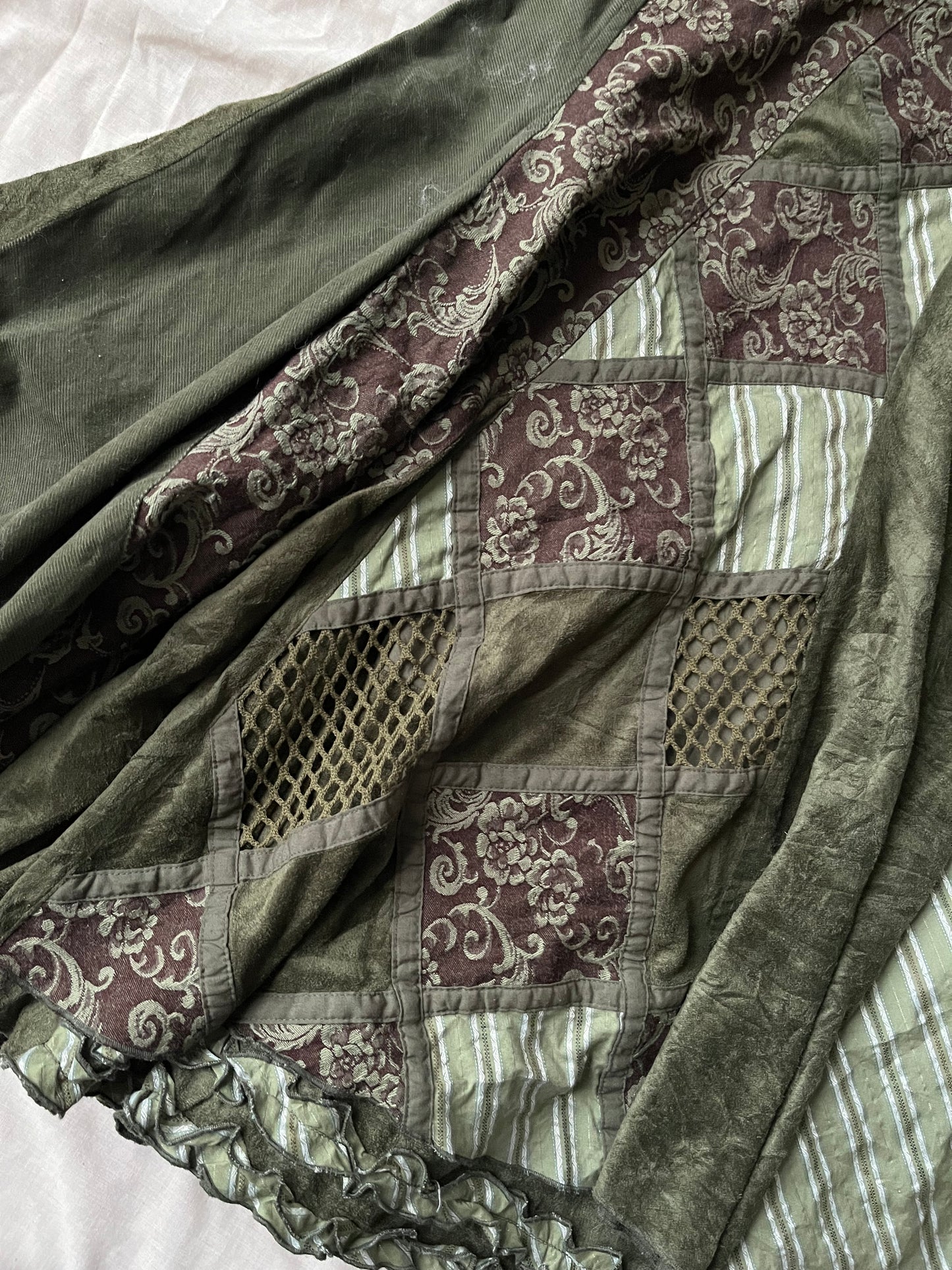 Patchwork Green Skirt - UK 14