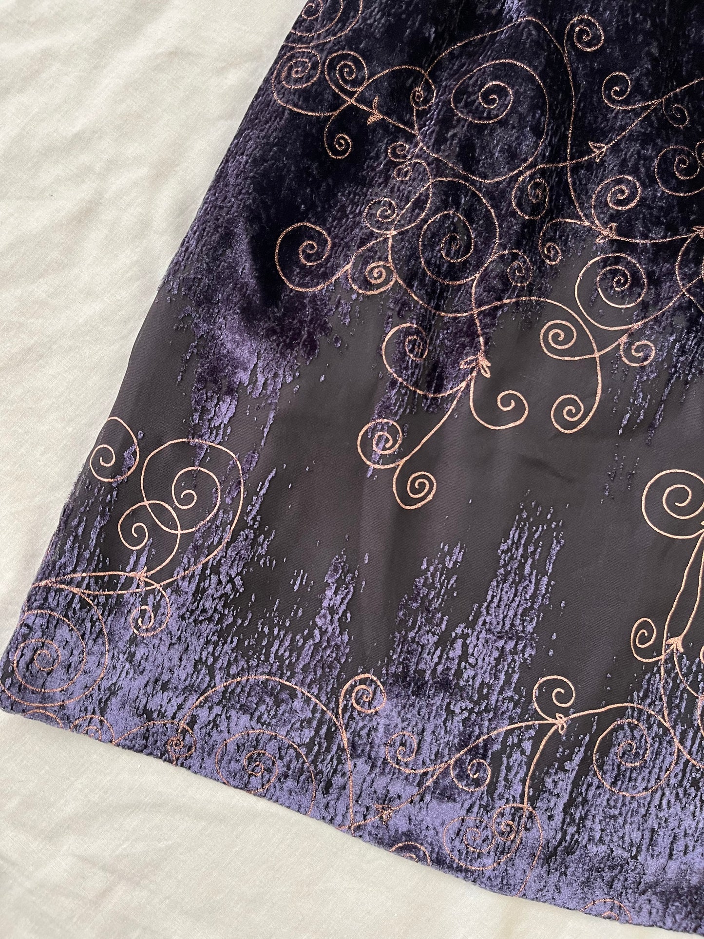 Purple Velvet Mini Skirt UK 8-10