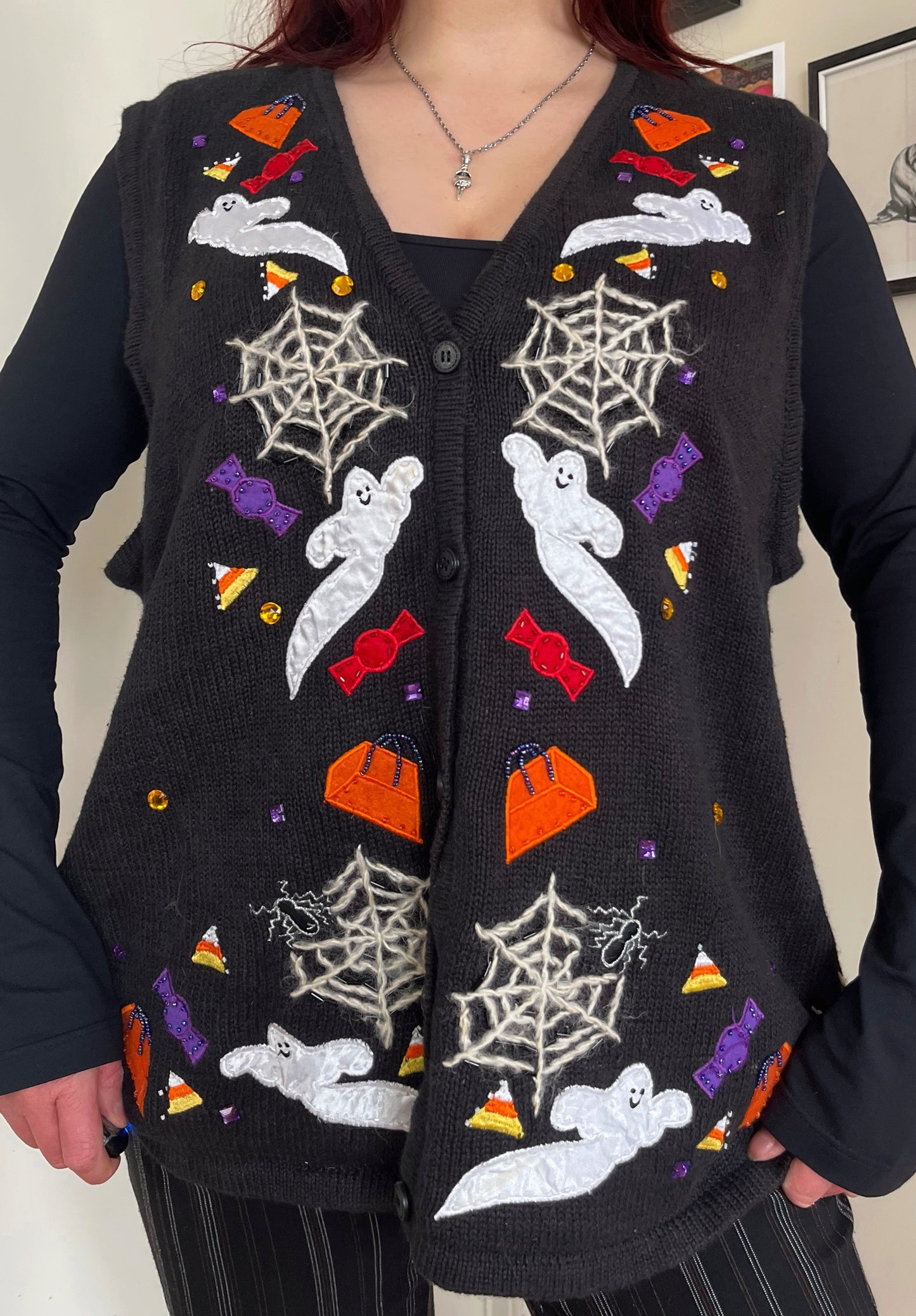 Ouija 1990s Halloween Sweater Vest XL