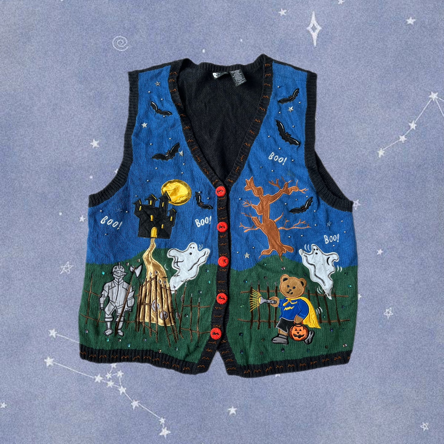 All Hallows 1990s Halloween Sweater Vest S/M