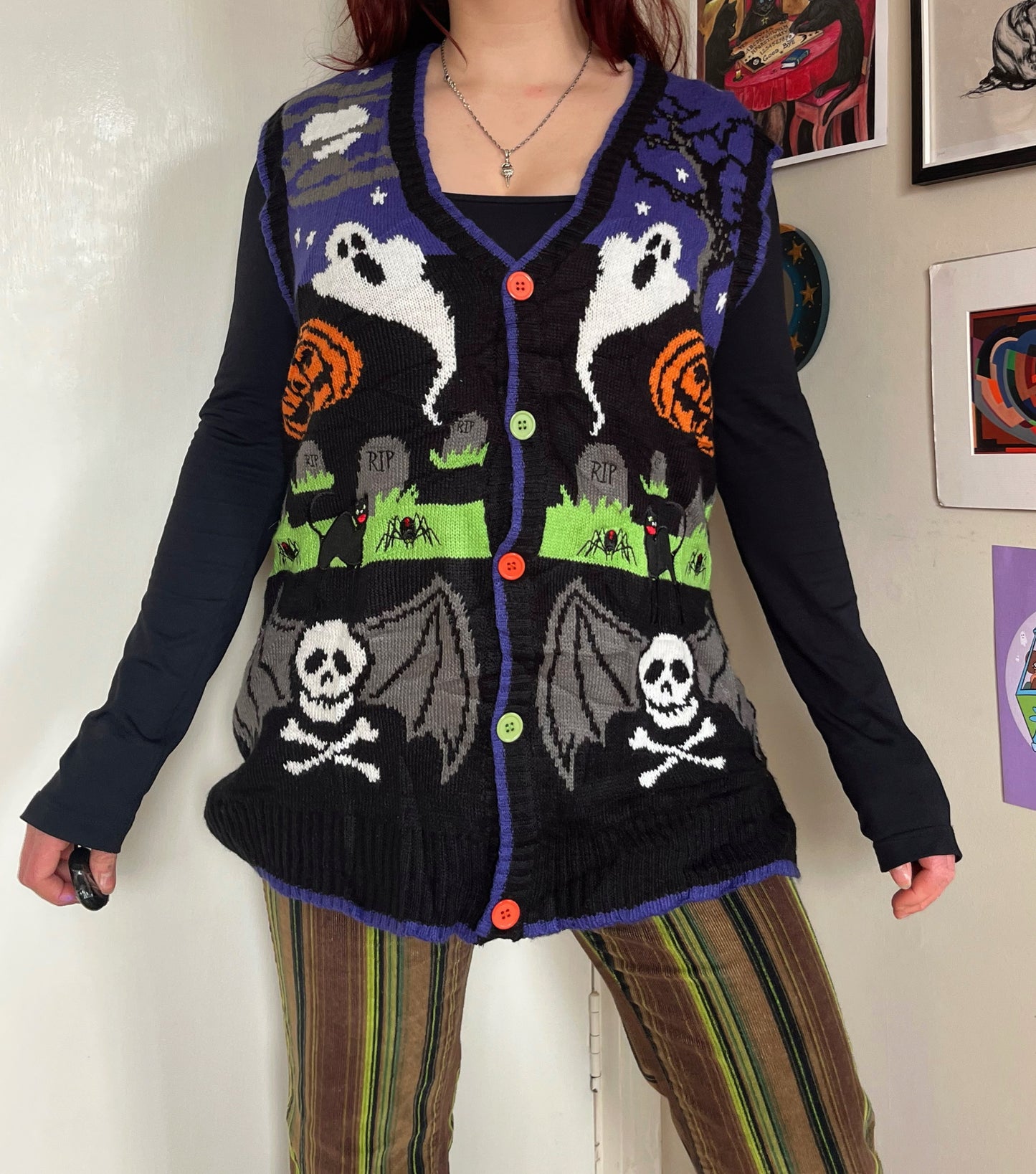 Poison 2000s Halloween Sweater Vest XL