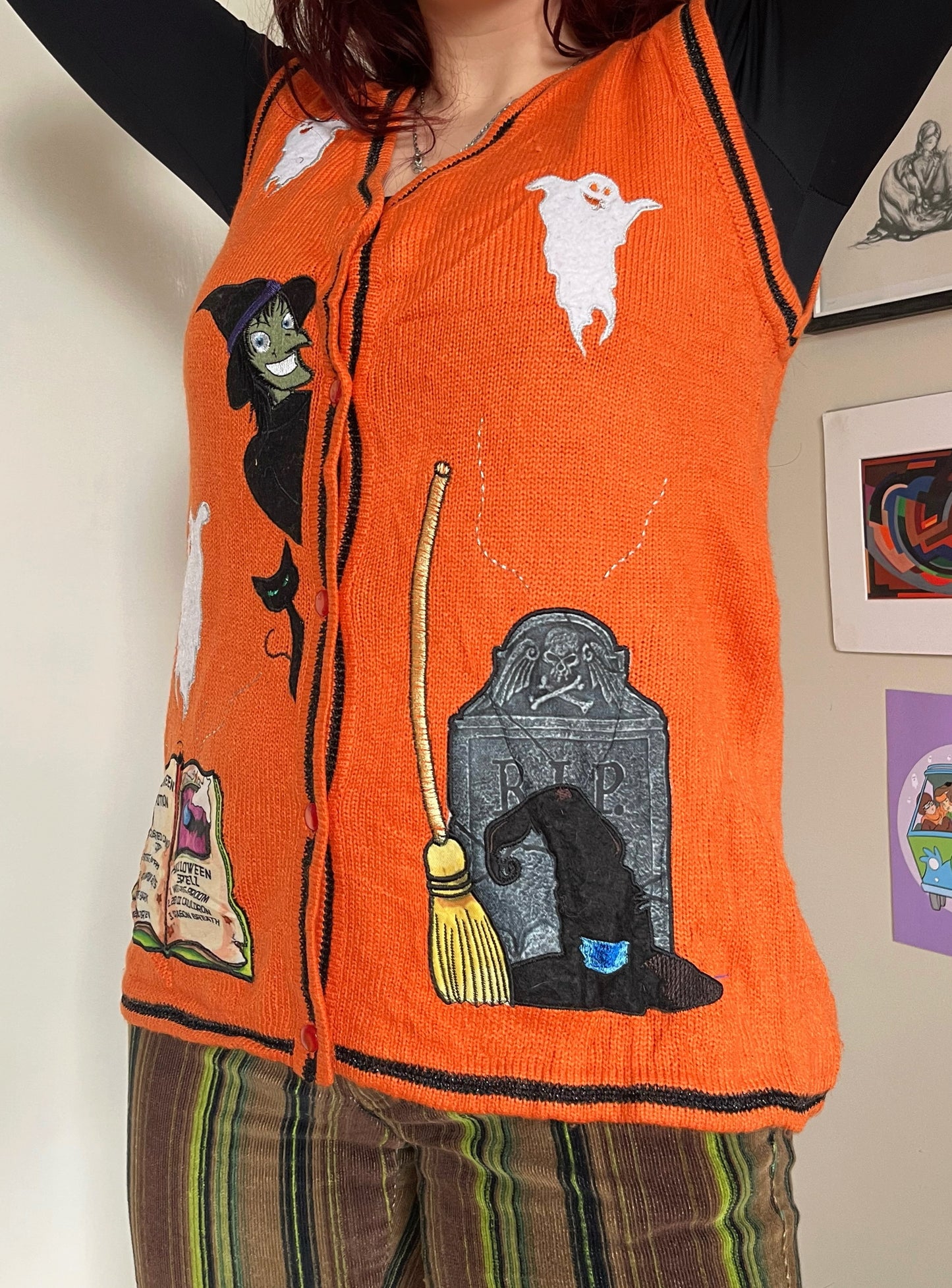 Toil and Trouble 2000s Halloween Sweater Vest M