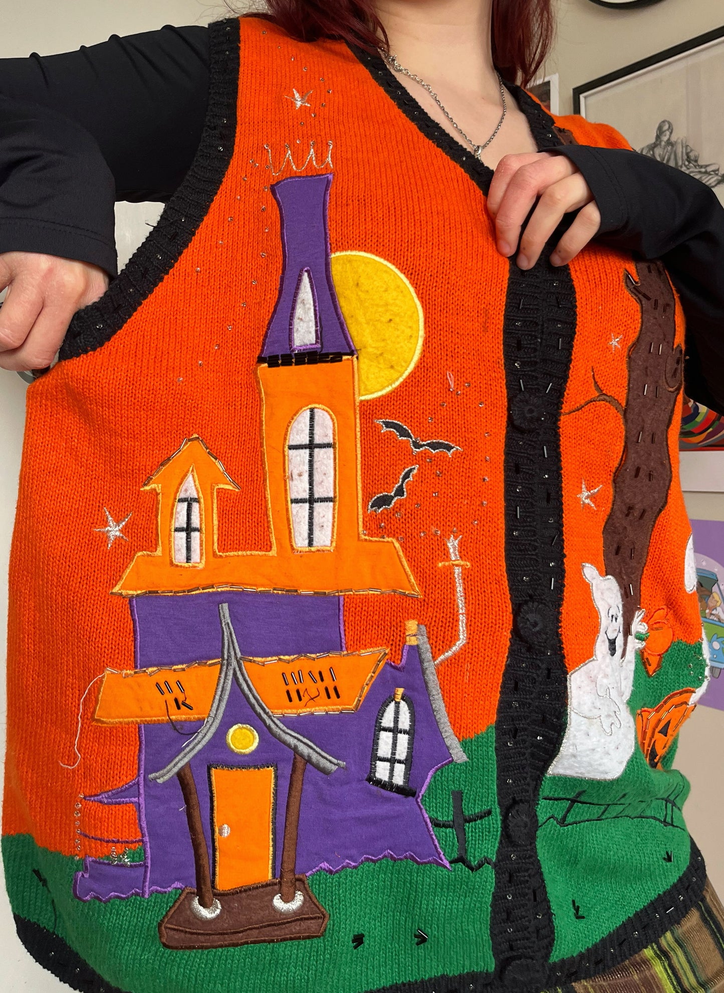 Sleepy Hollow 1990s Halloween Sweater Vest 2X