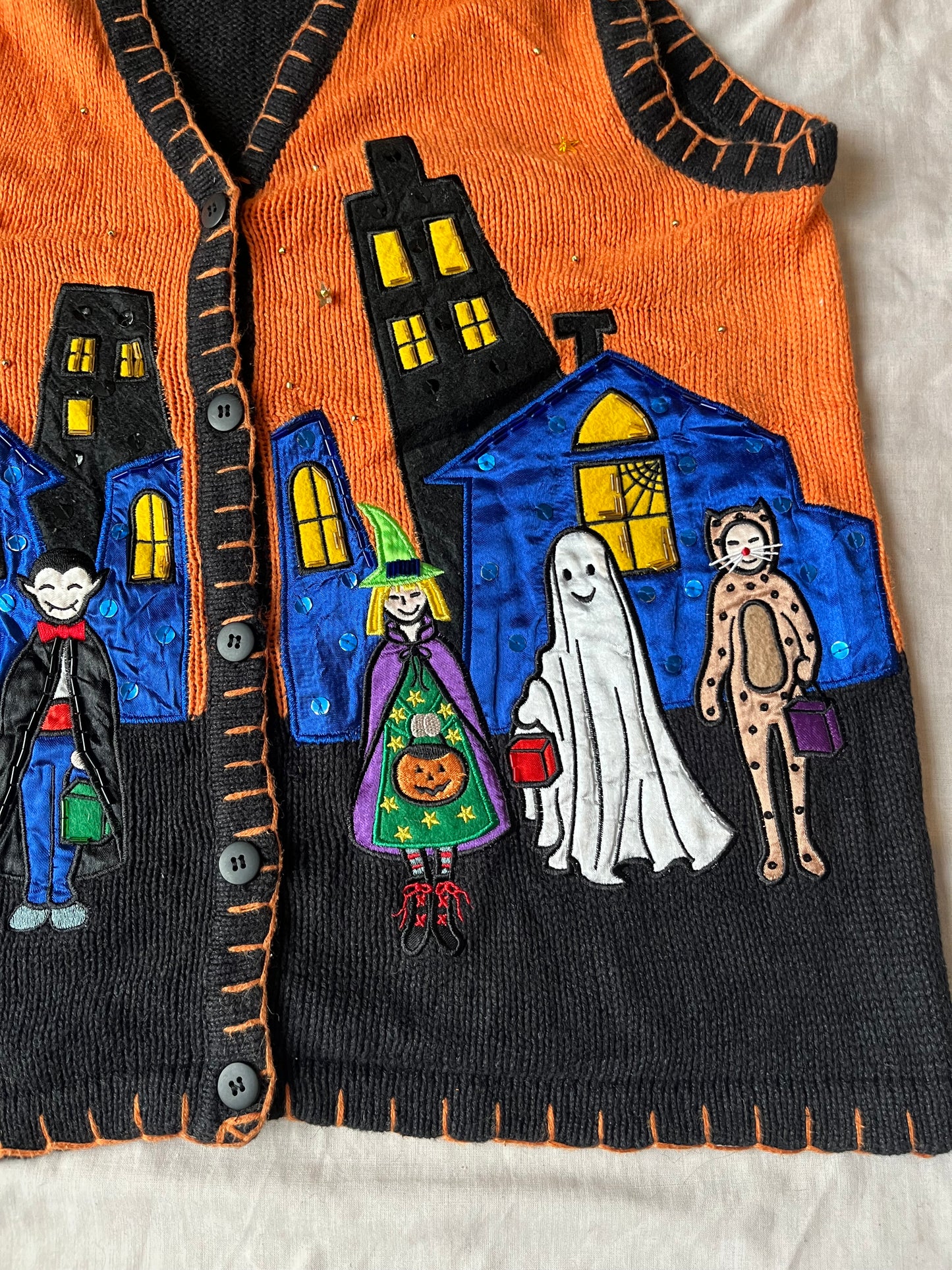 Halloween Town 1990s Halloween Sweater Vest M