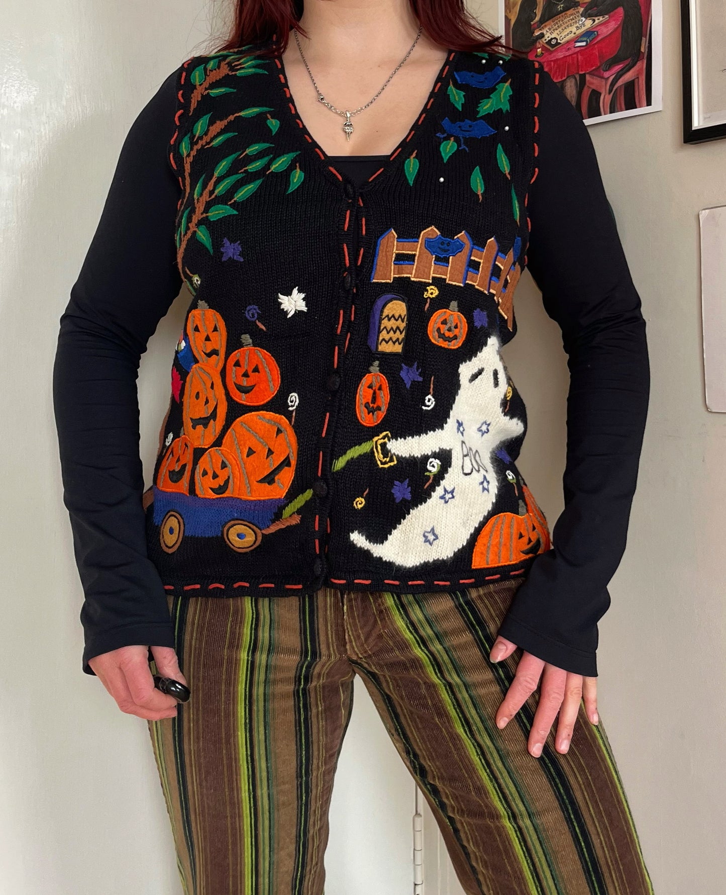 Pumpkin Patch 1990s Halloween Sweater Vest M
