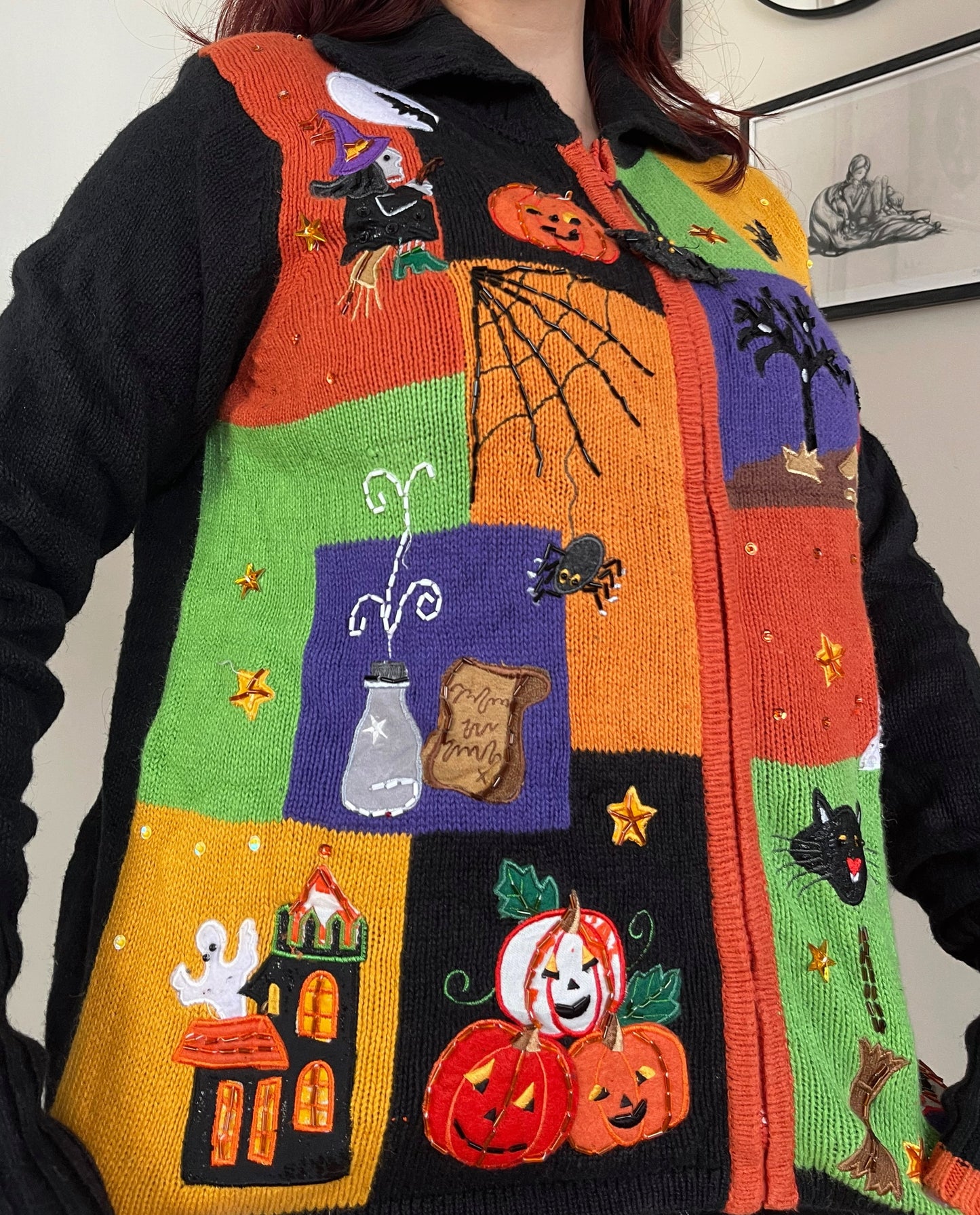 Ghoul Girl 1990s Halloween Cardigan M/L