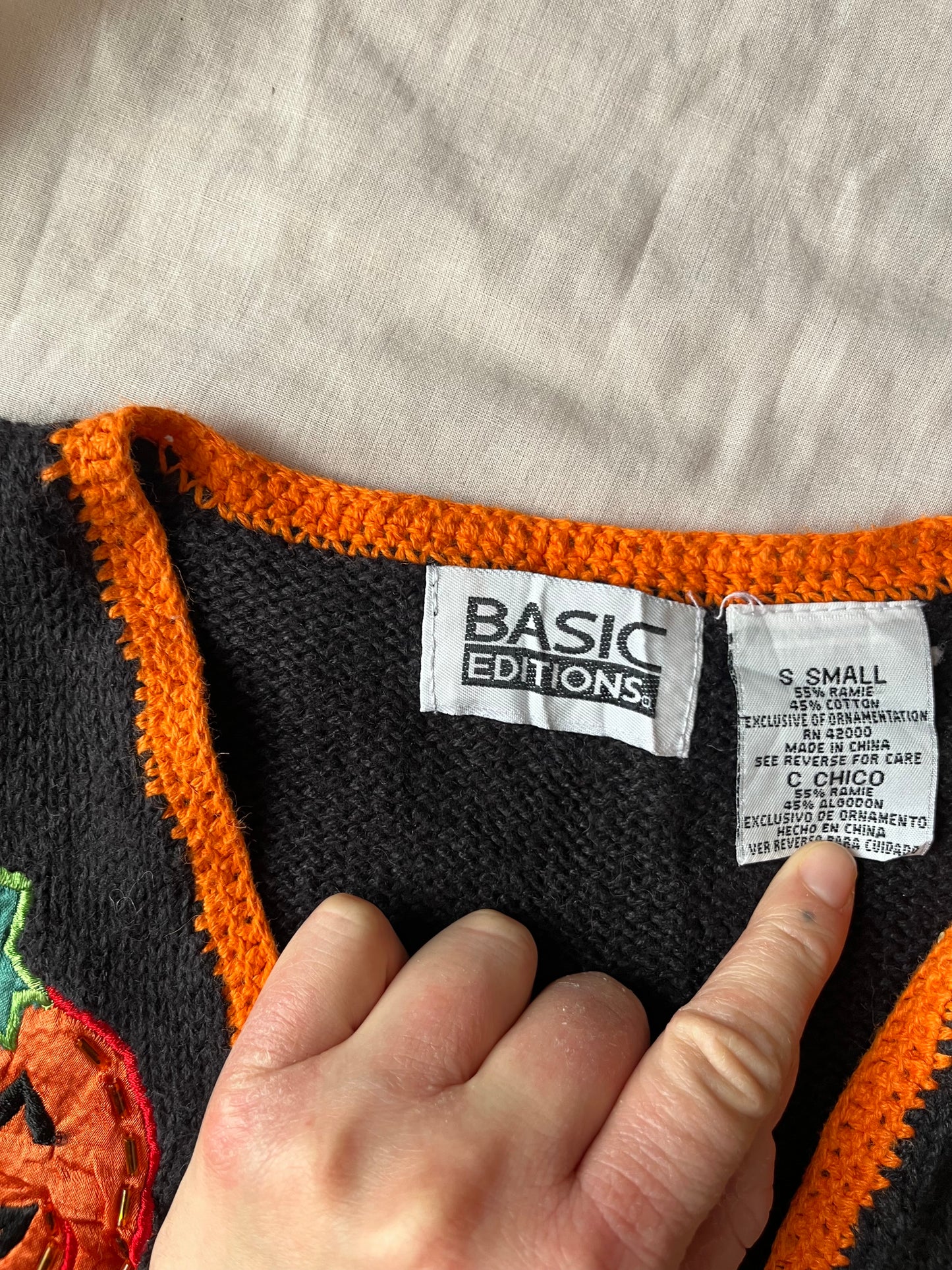 Pumpkin Spice 1990s Halloween Sweater Vest S/M