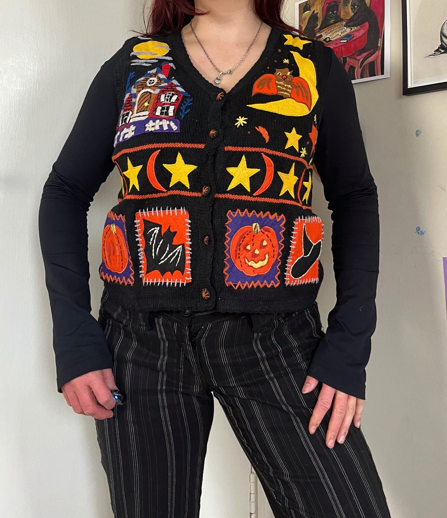 Salem 1990s Halloween Sweater Vest S/M