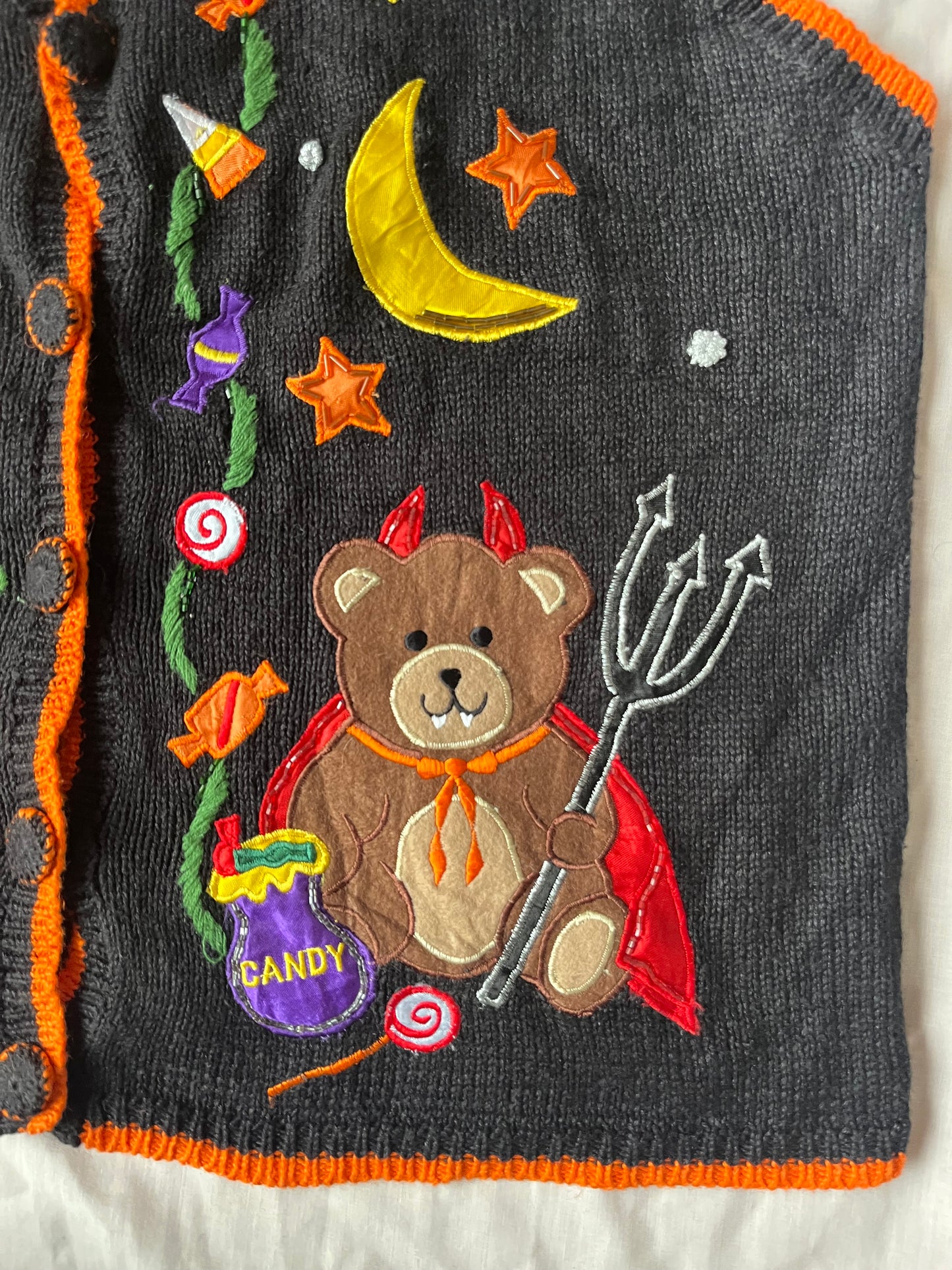 After Midnight 1990s Halloween Sweater Vest L