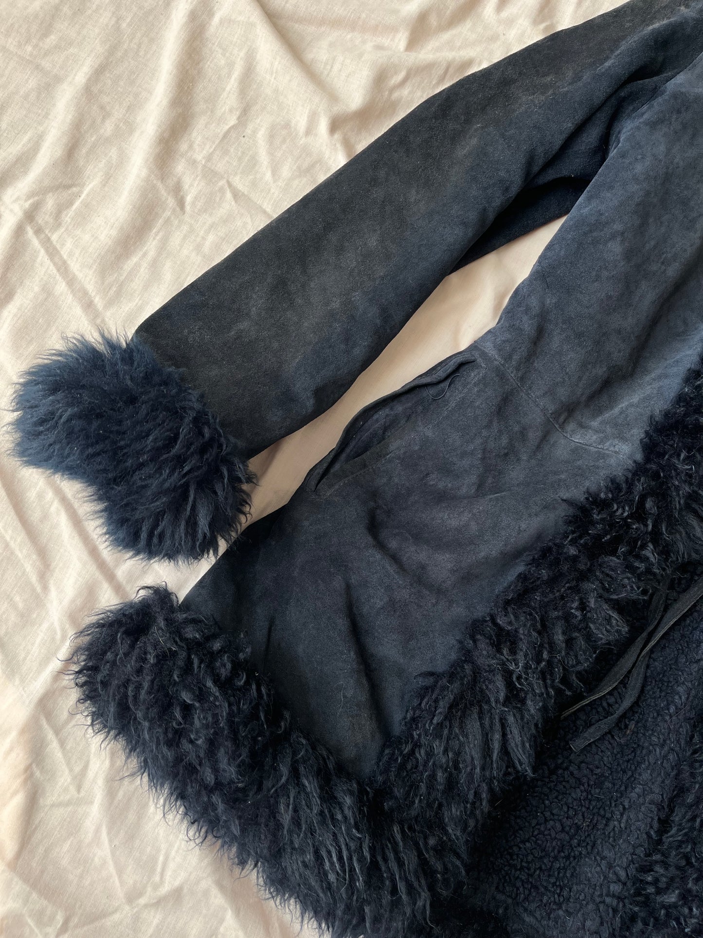 Black Suede Afghan Coat - Size M/L