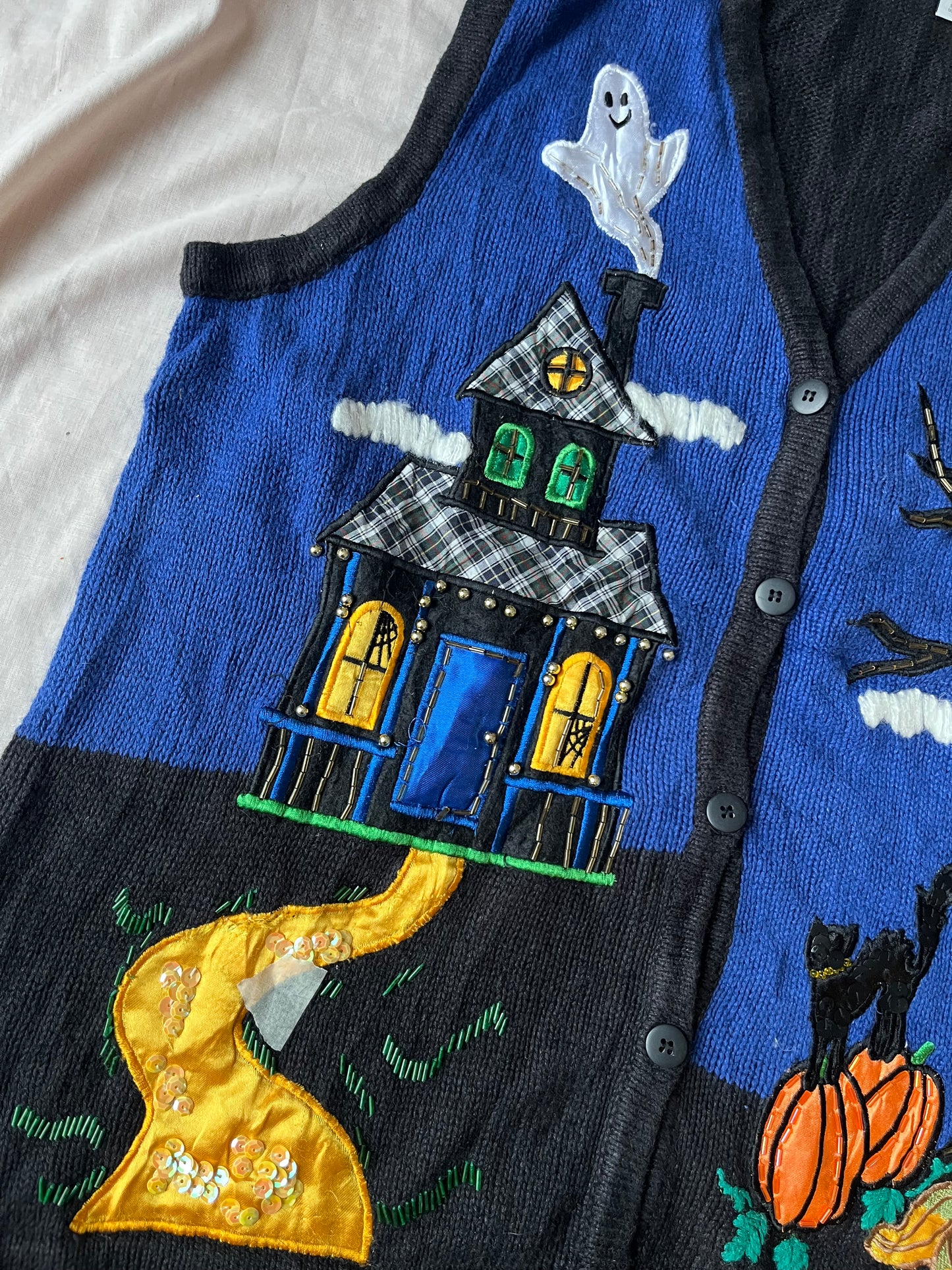 After Midnight 1990s Halloween Sweater Vest M