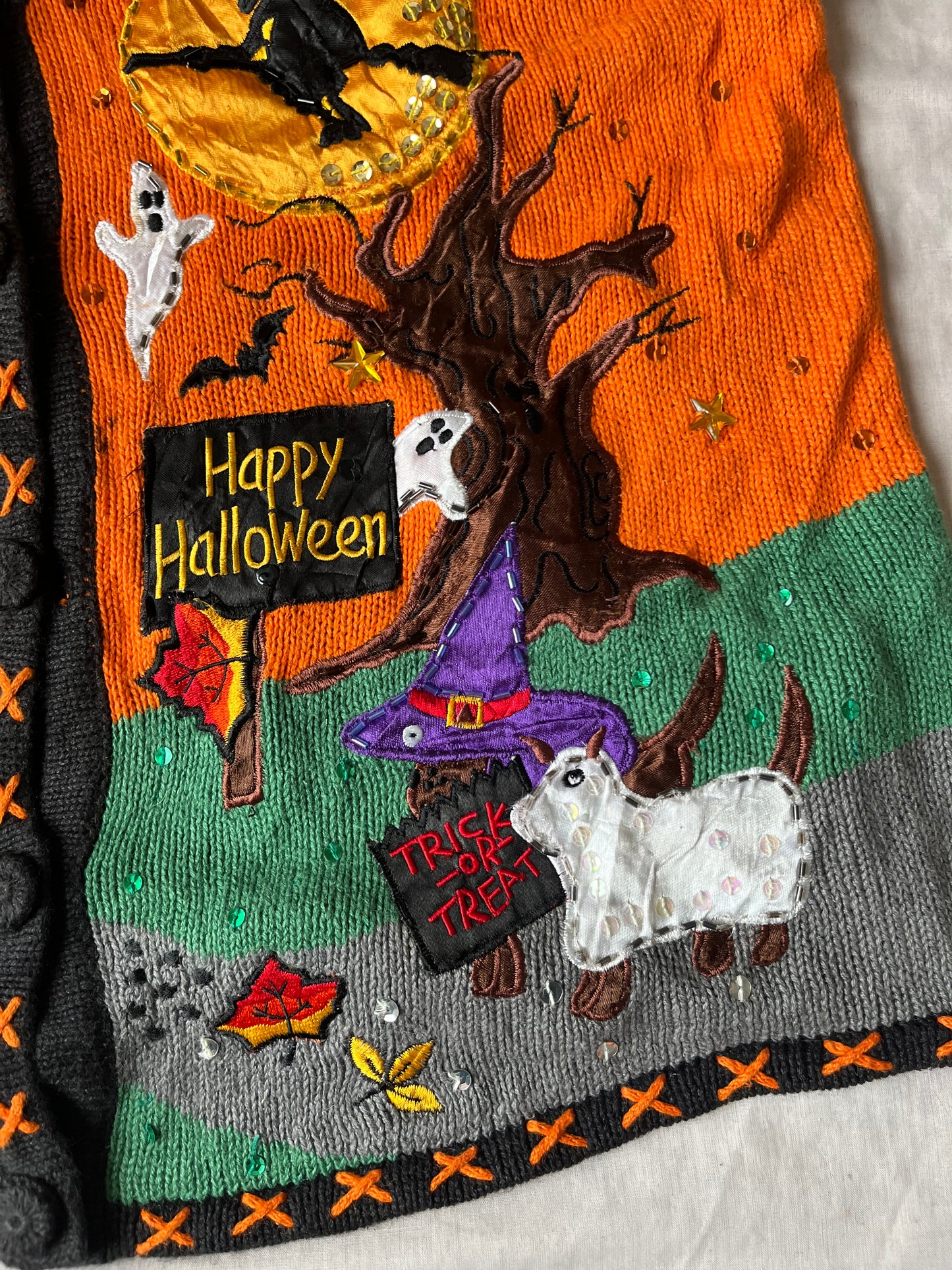 Ghost Town 1990s Halloween Sweater Vest L