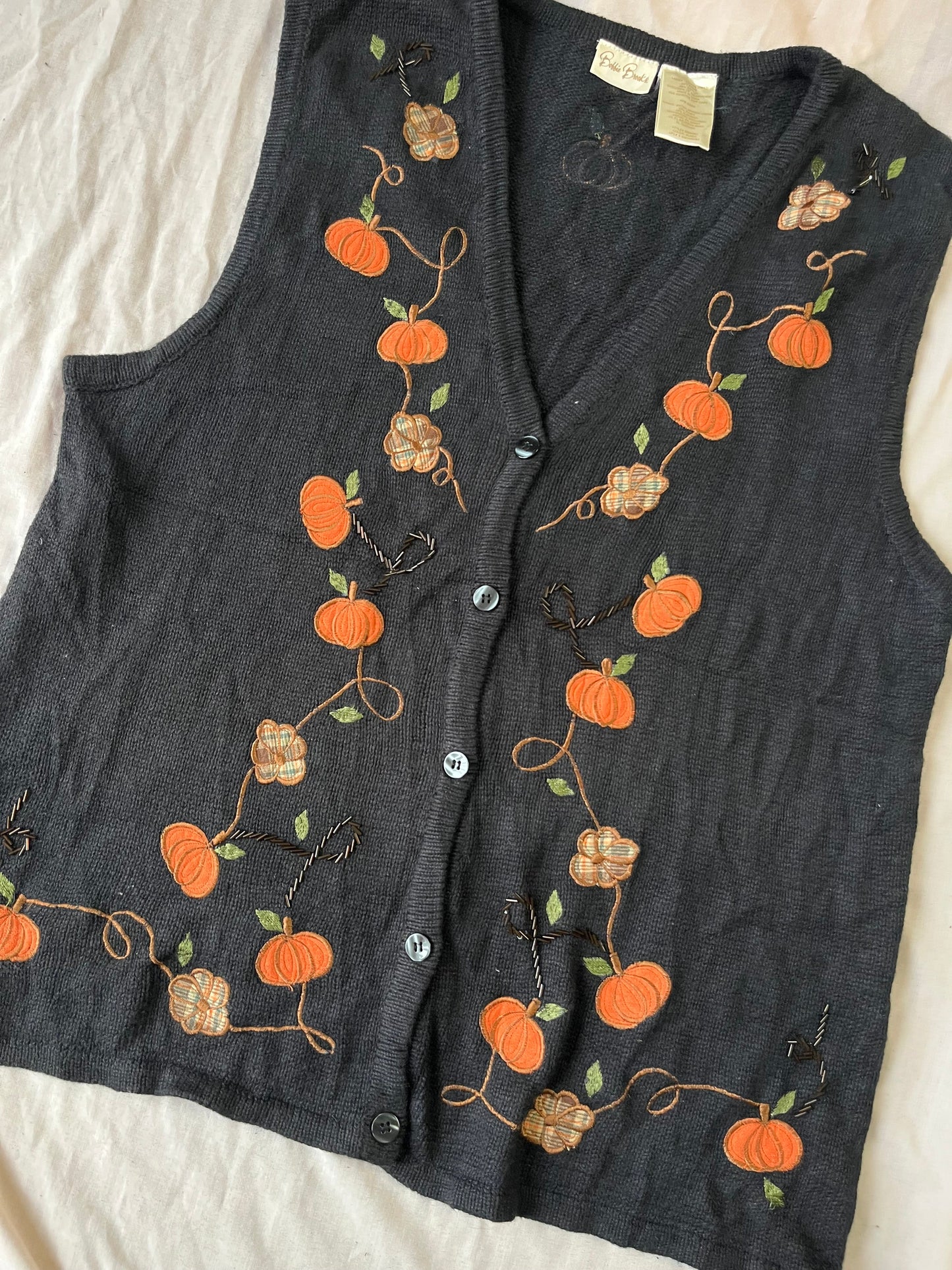 Pumpkin Spice 1990s Halloween Sweater Vest M/L
