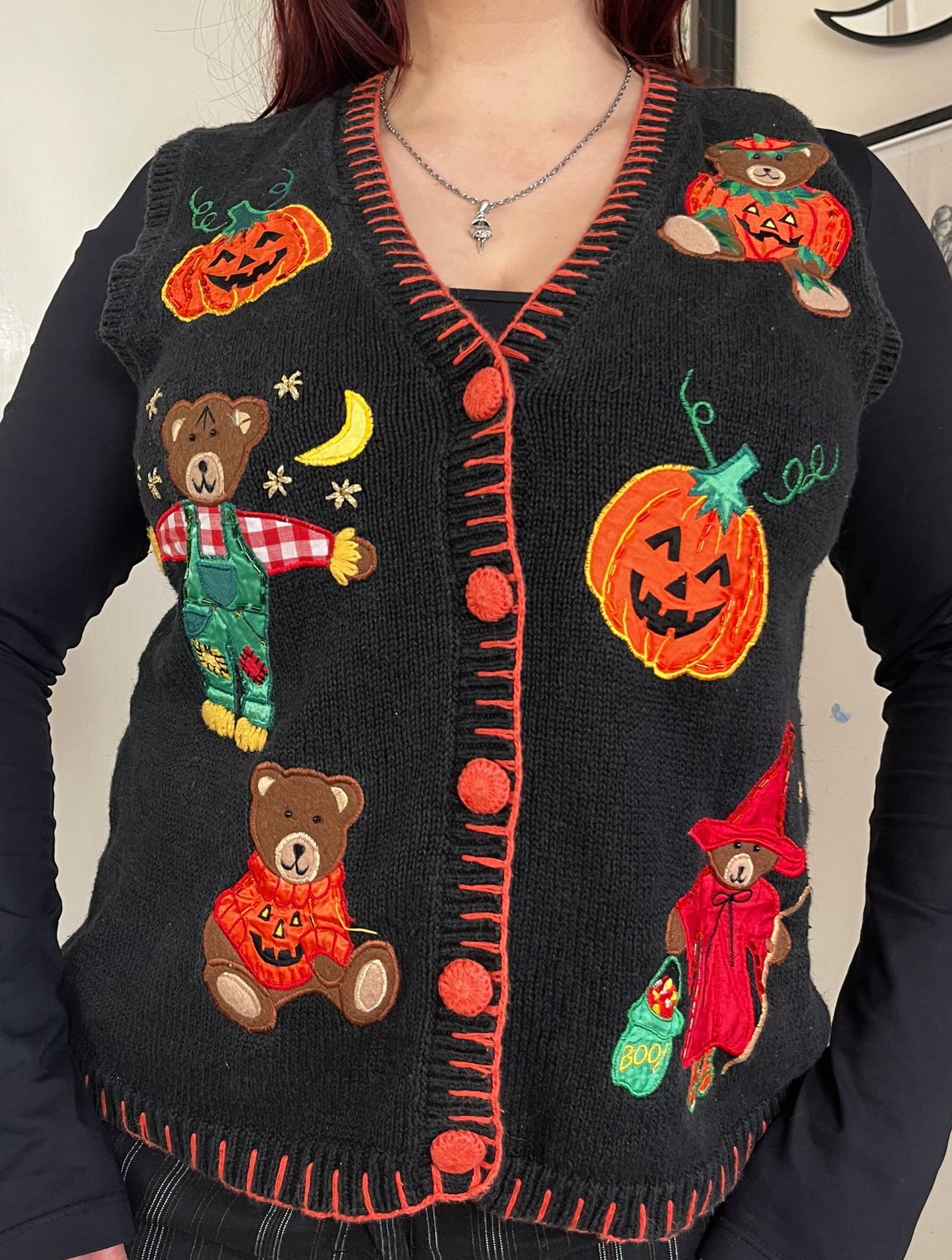 Spellbound 1990s Halloween Sweater Vest M