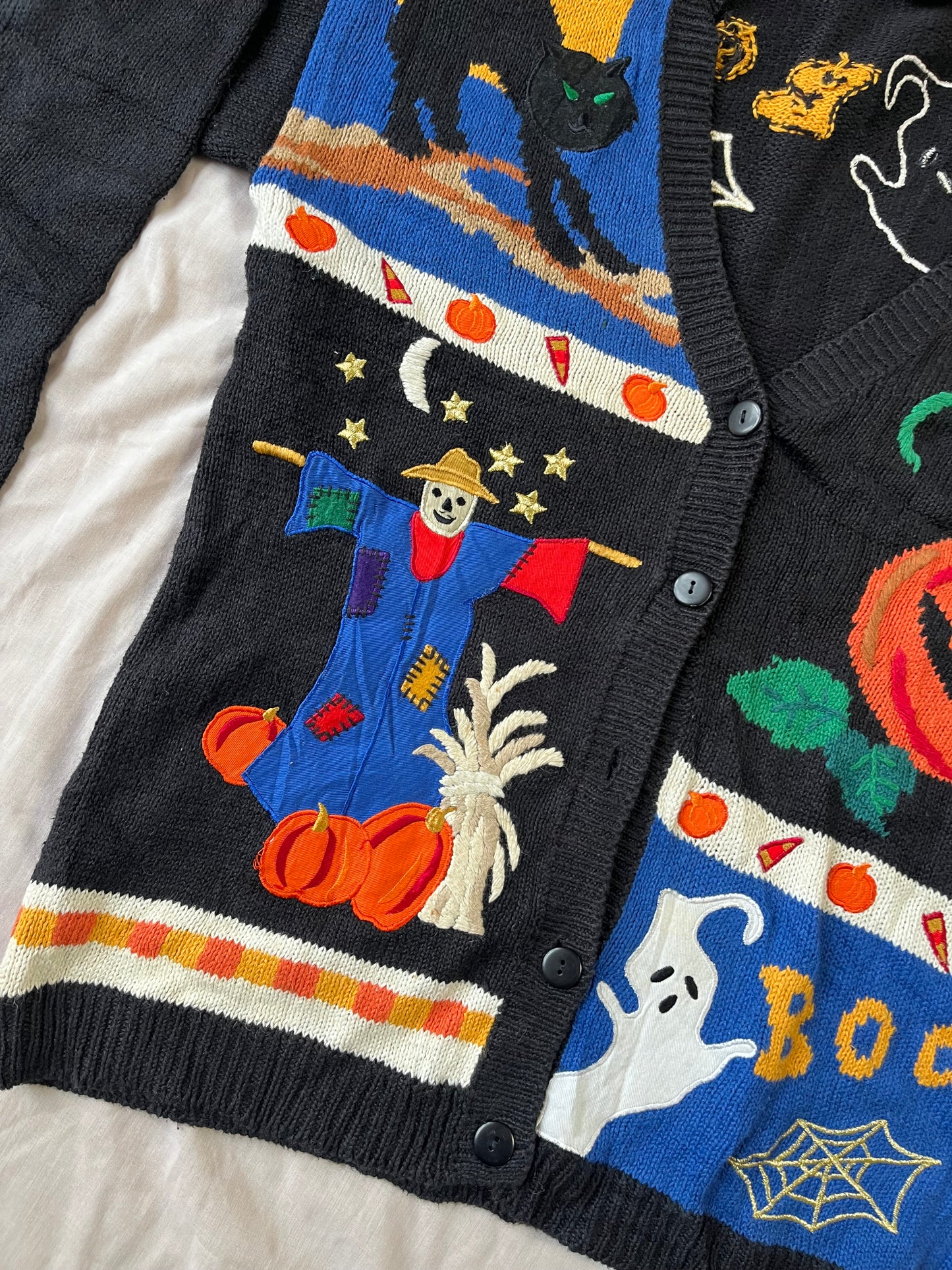 Haunted Harvest 1990s Halloween Cardigan L