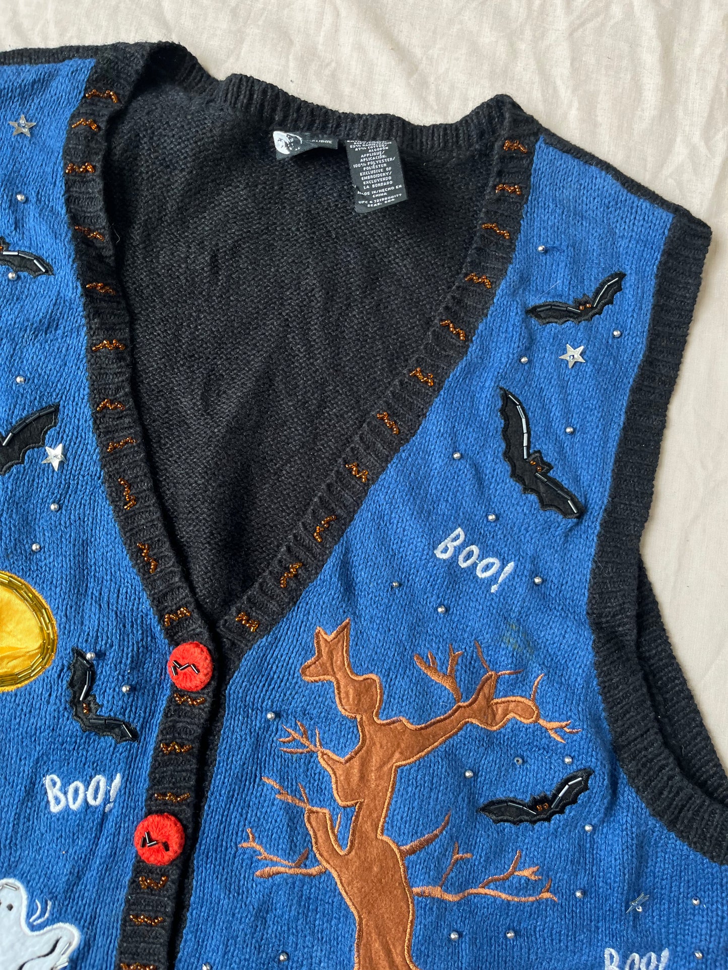 All Hallows 1990s Halloween Sweater Vest XL