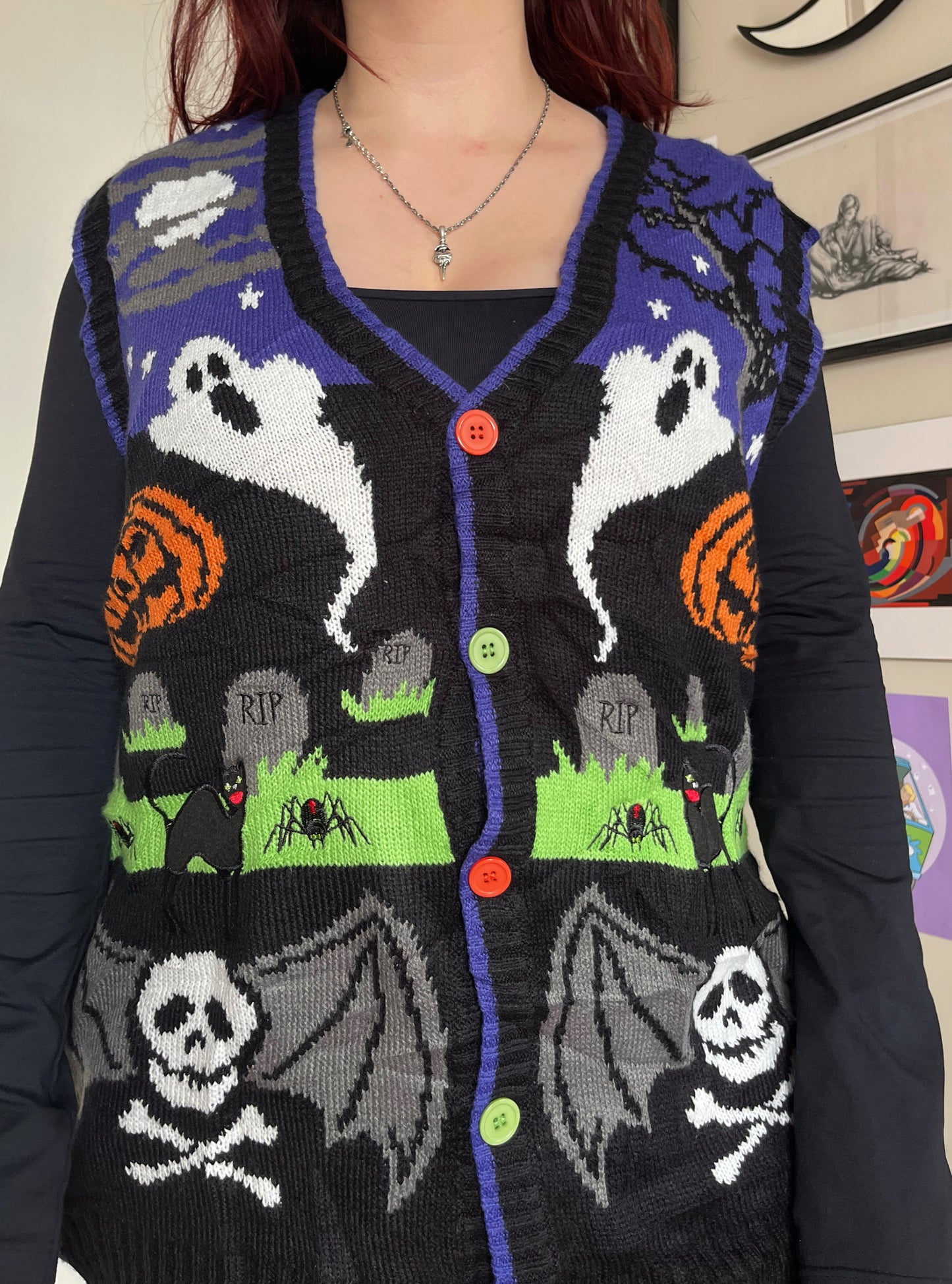 Poison 2000s Halloween Sweater Vest XL