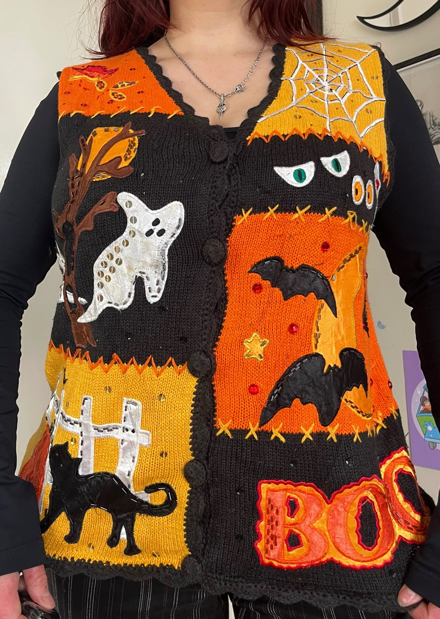 Banshee 1990s Halloween Sweater Vest M