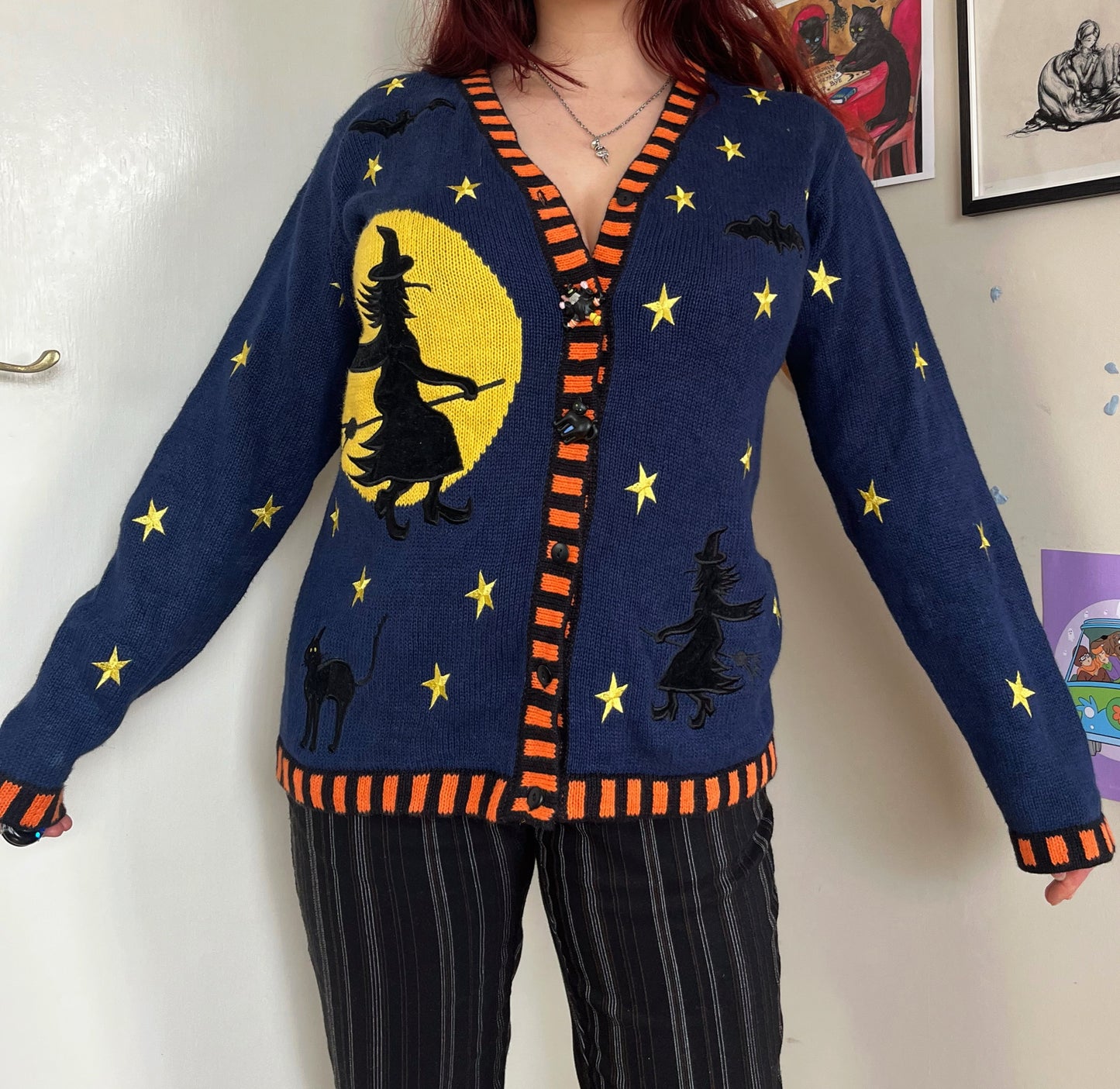 Hocus Pocus 1990s Halloween Cardigan M/L
