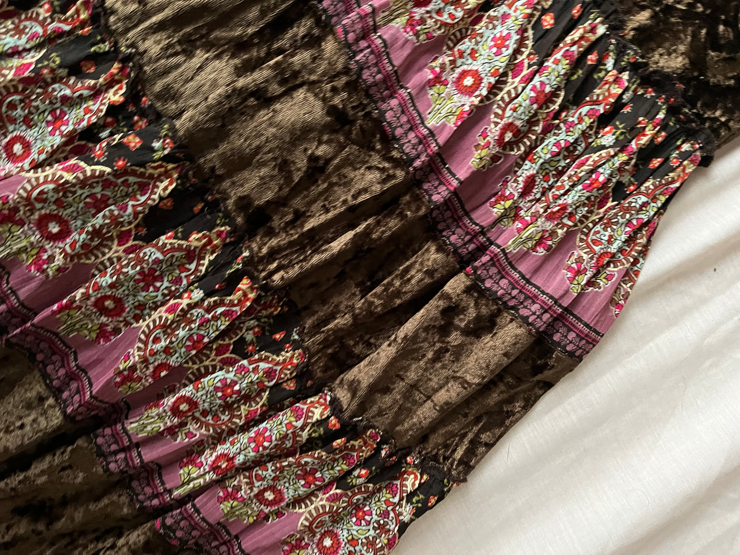 Velvet And Mesh Silk Maxi Skirt - UK 10