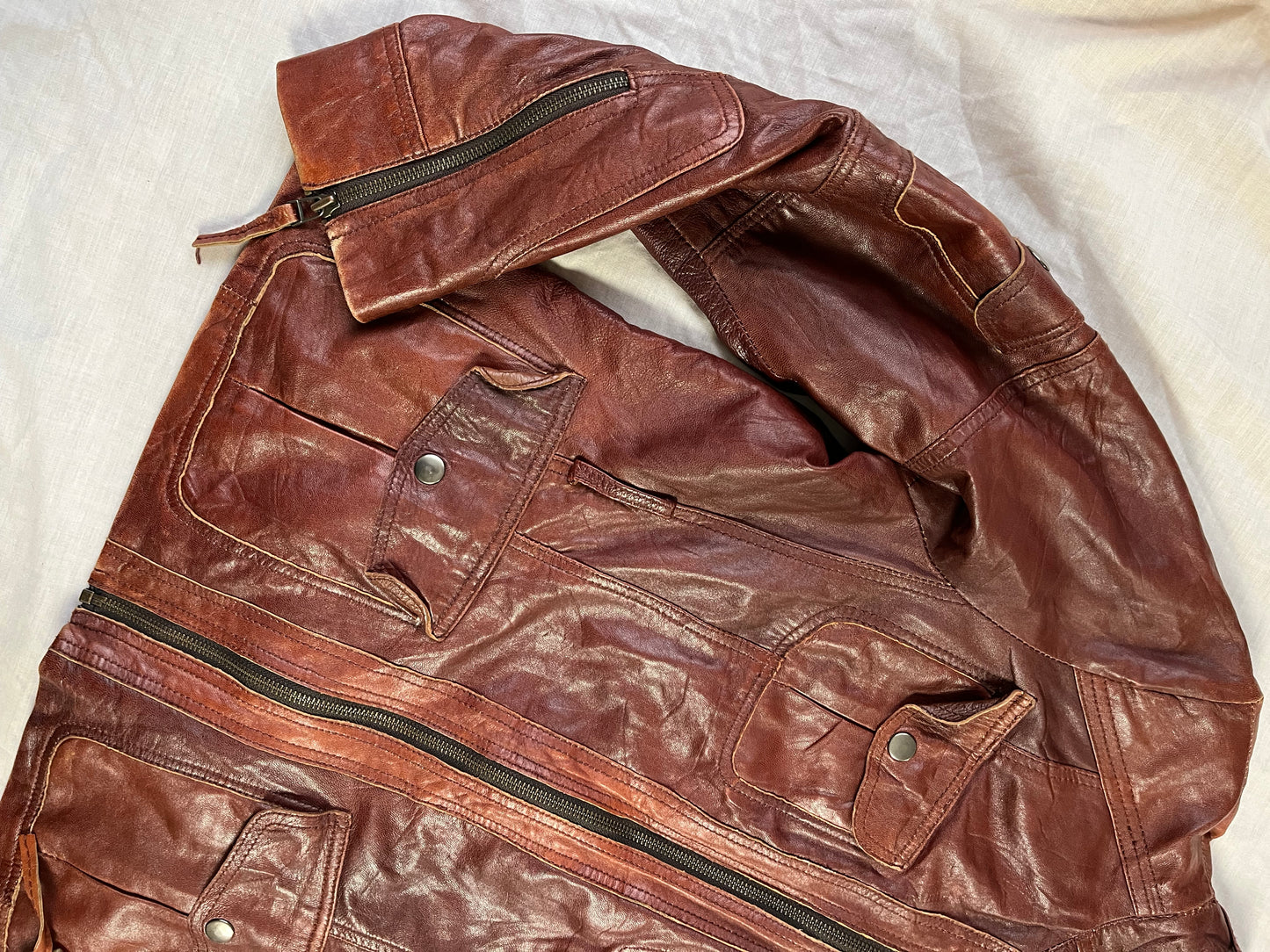 Oxblood Red Leather Jacket UK 12/14/M