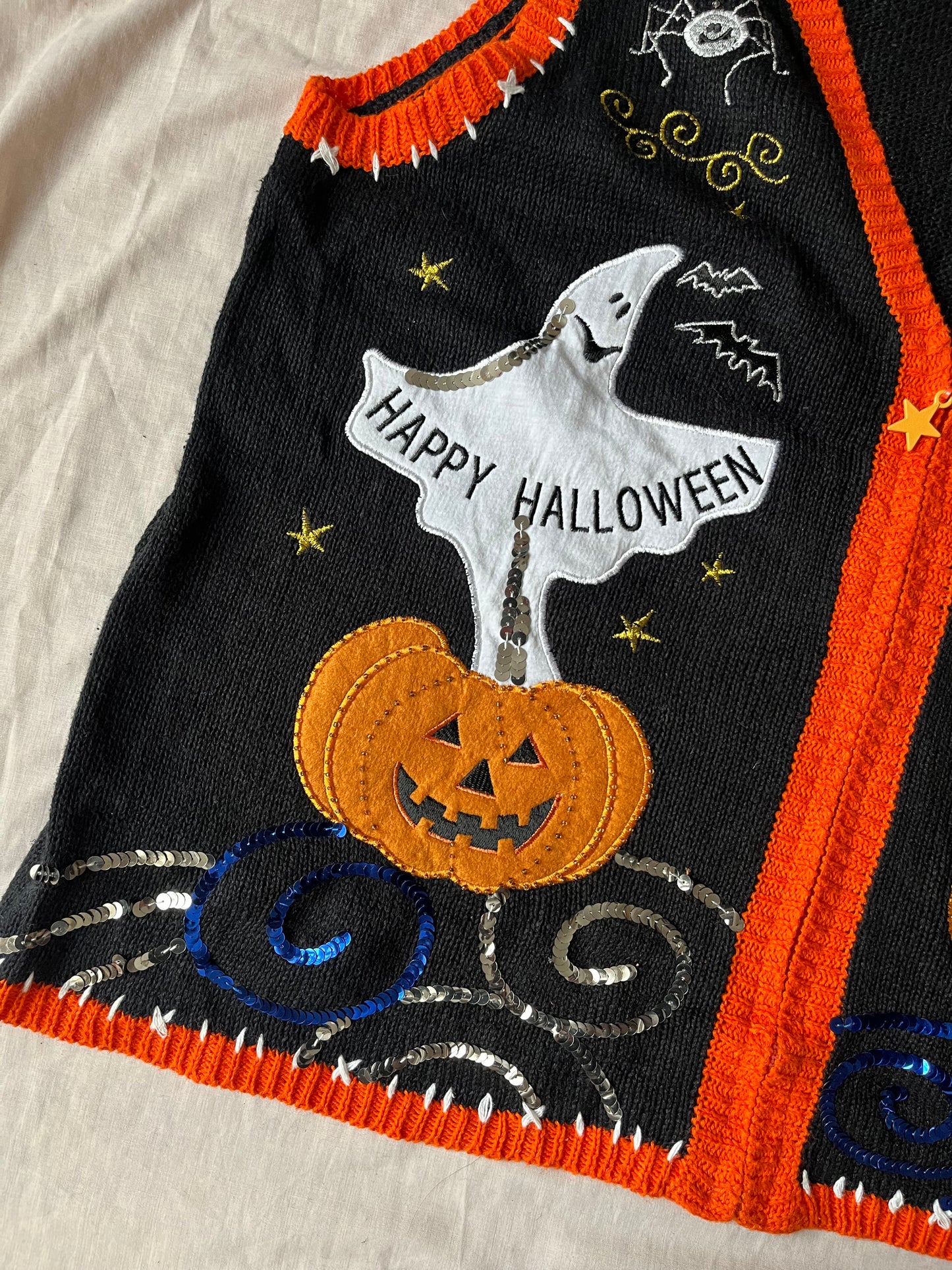 Something Wicked 1990s Halloween Sweater Vest L
