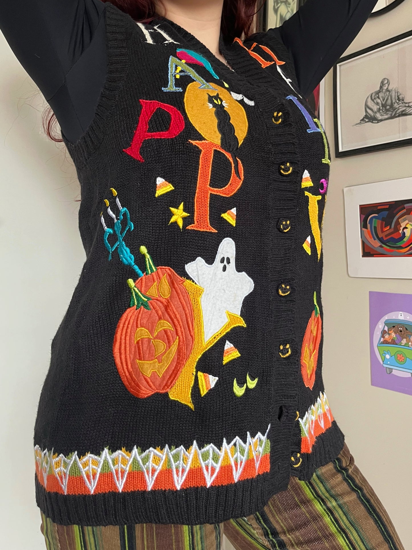Samhain Celebrations 1990s Halloween Sweater Vest M