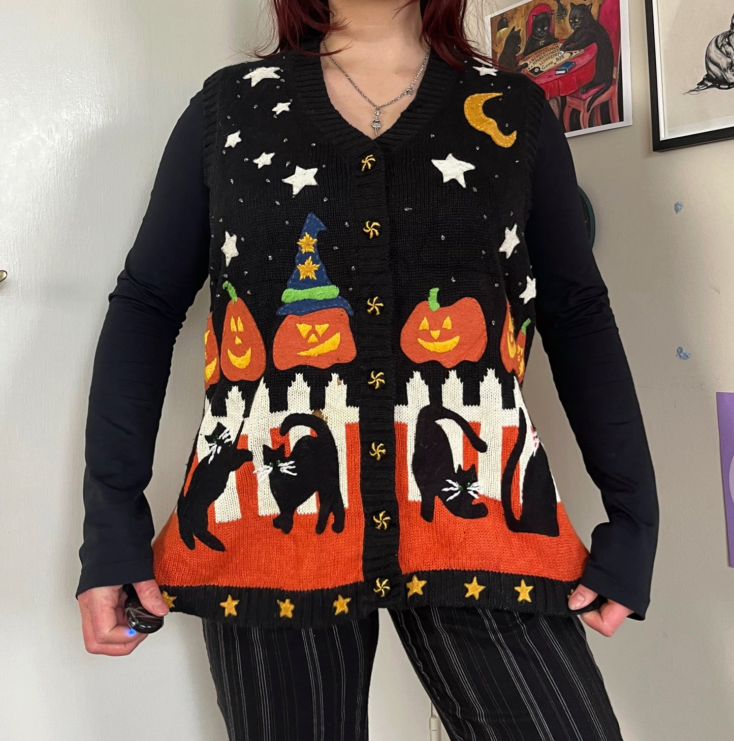 Nocturnal 1990s Halloween Sweater Vest L