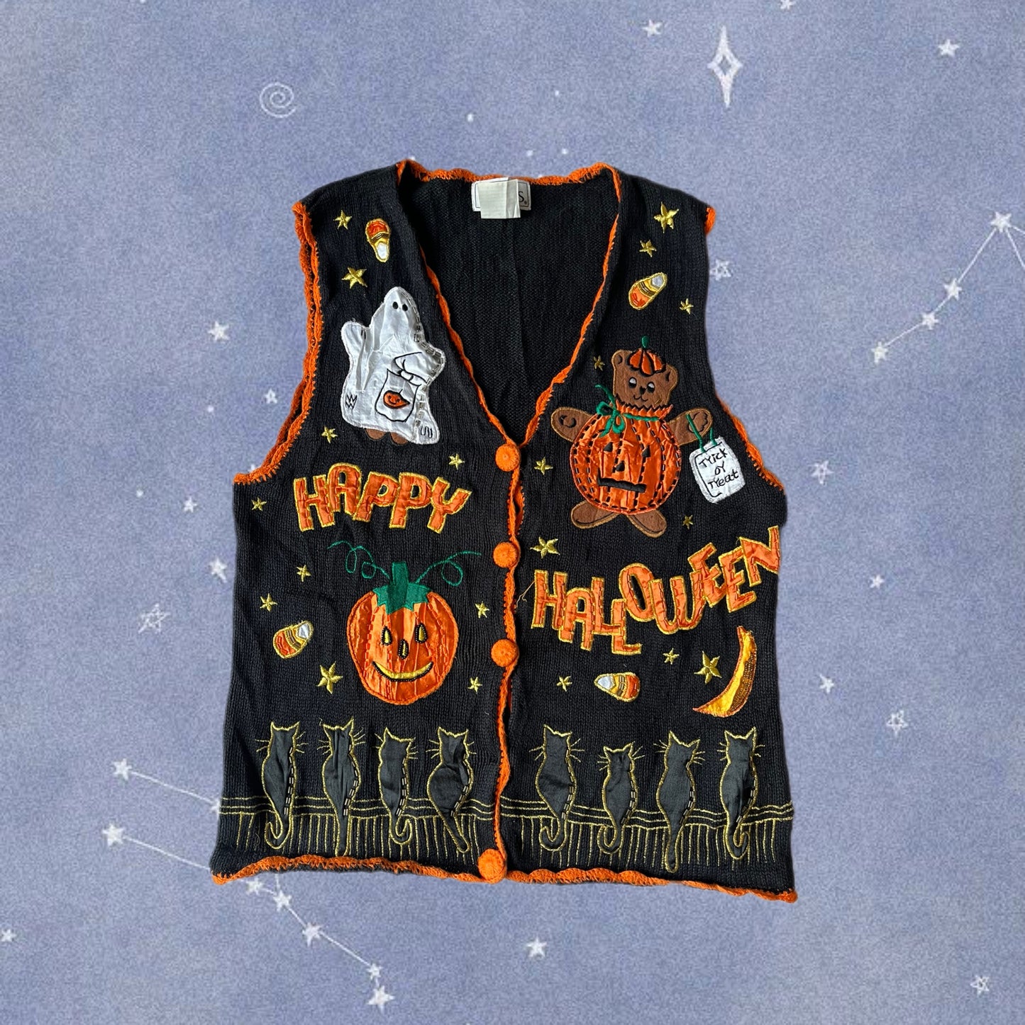 Happy Halloween 1990s Halloween Sweater Vest S