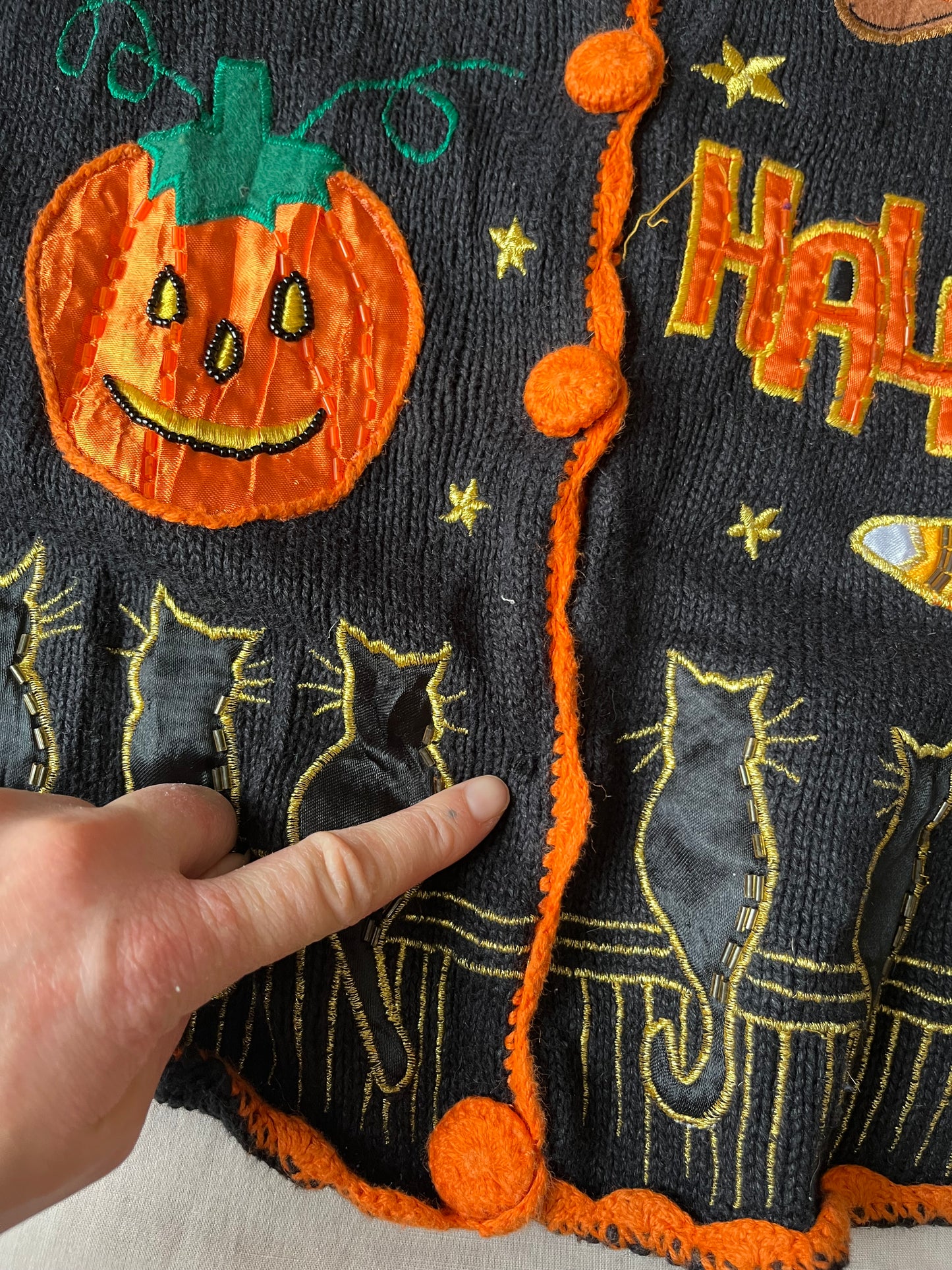 Happy Halloween 1990s Halloween Sweater Vest S