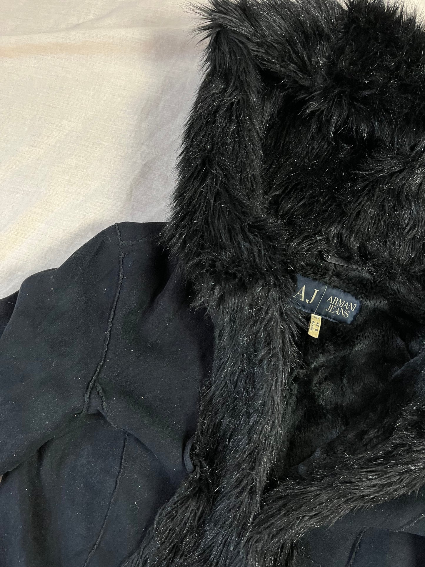 Armani Jeans Black Afghan Coat UK 10