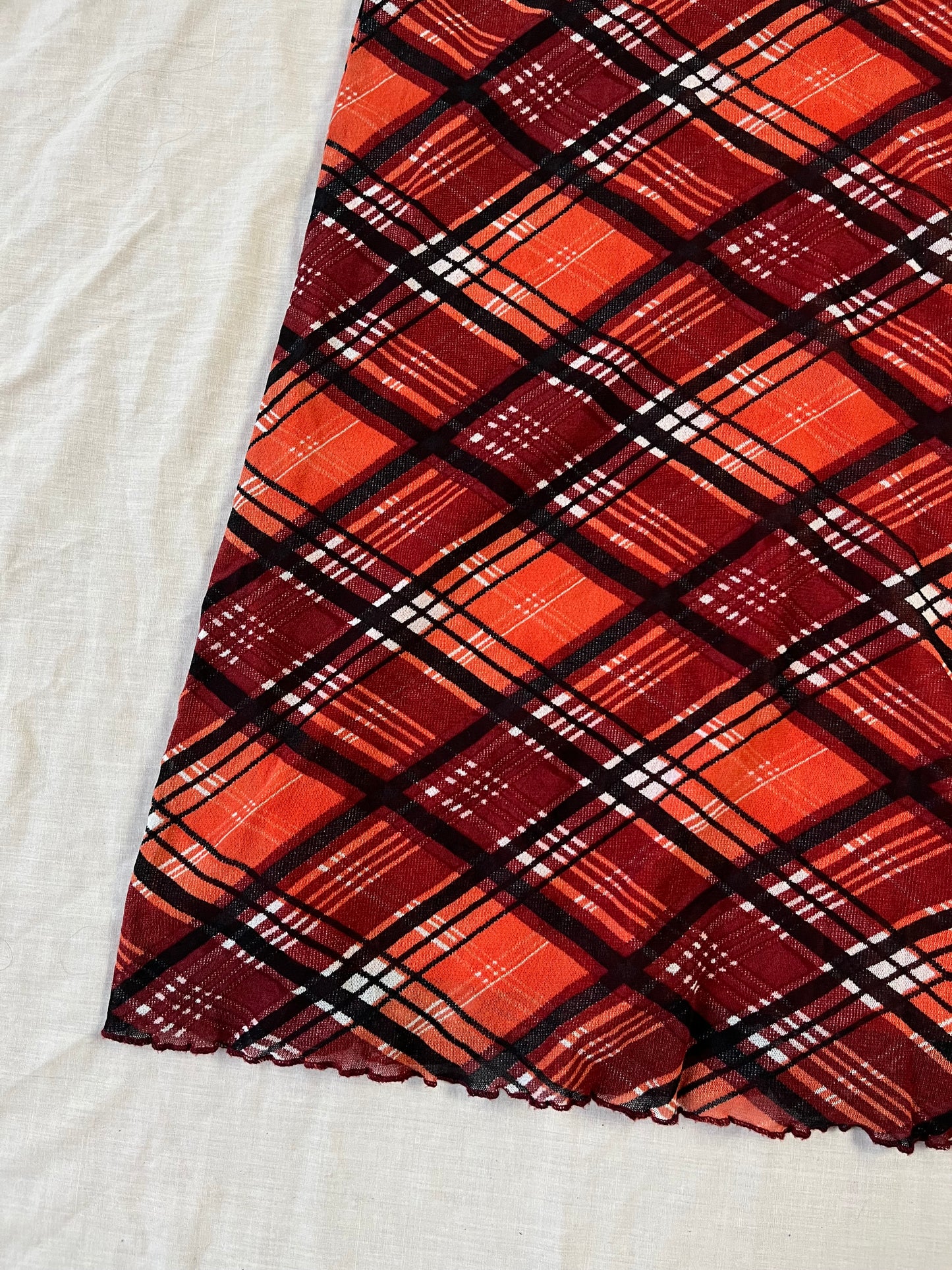 Orange Plaid Midi Skirt UK 10-12
