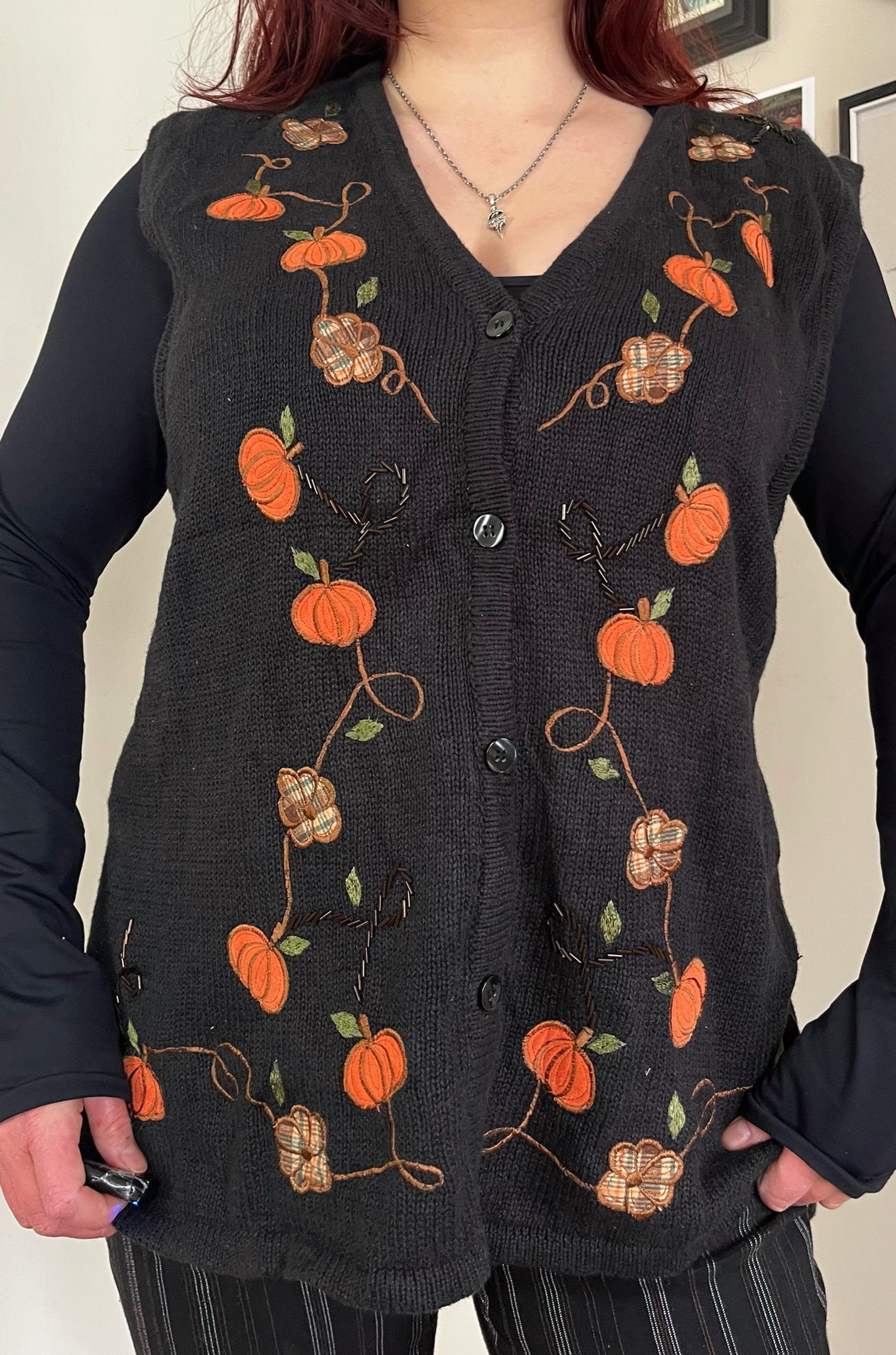 Pumpkin Spice 1990s Halloween Sweater Vest M/L