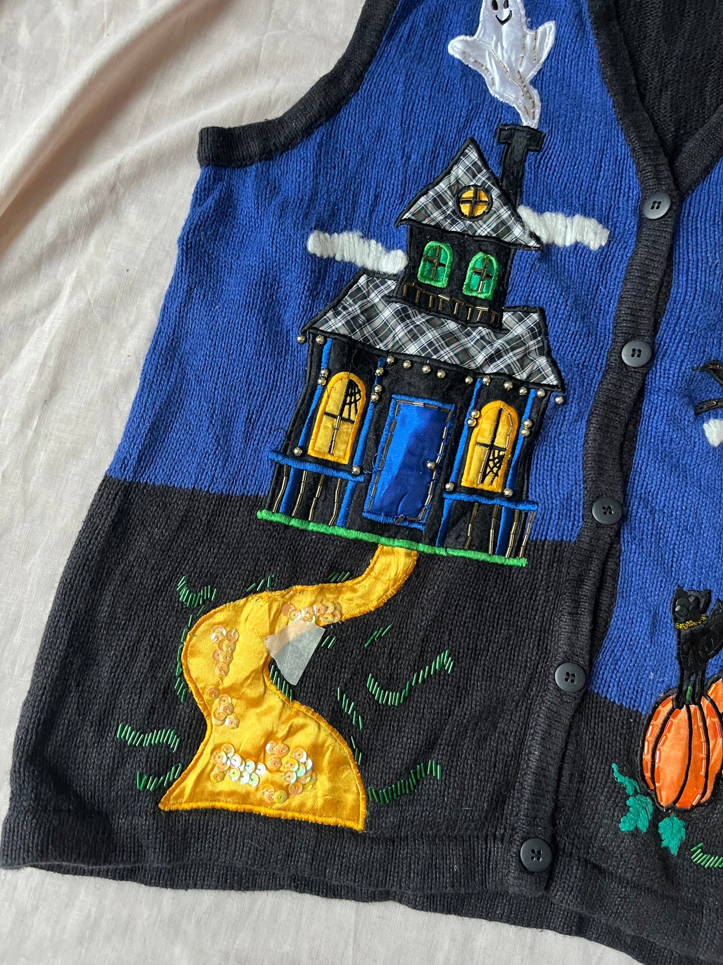 After Midnight 1990s Halloween Sweater Vest M