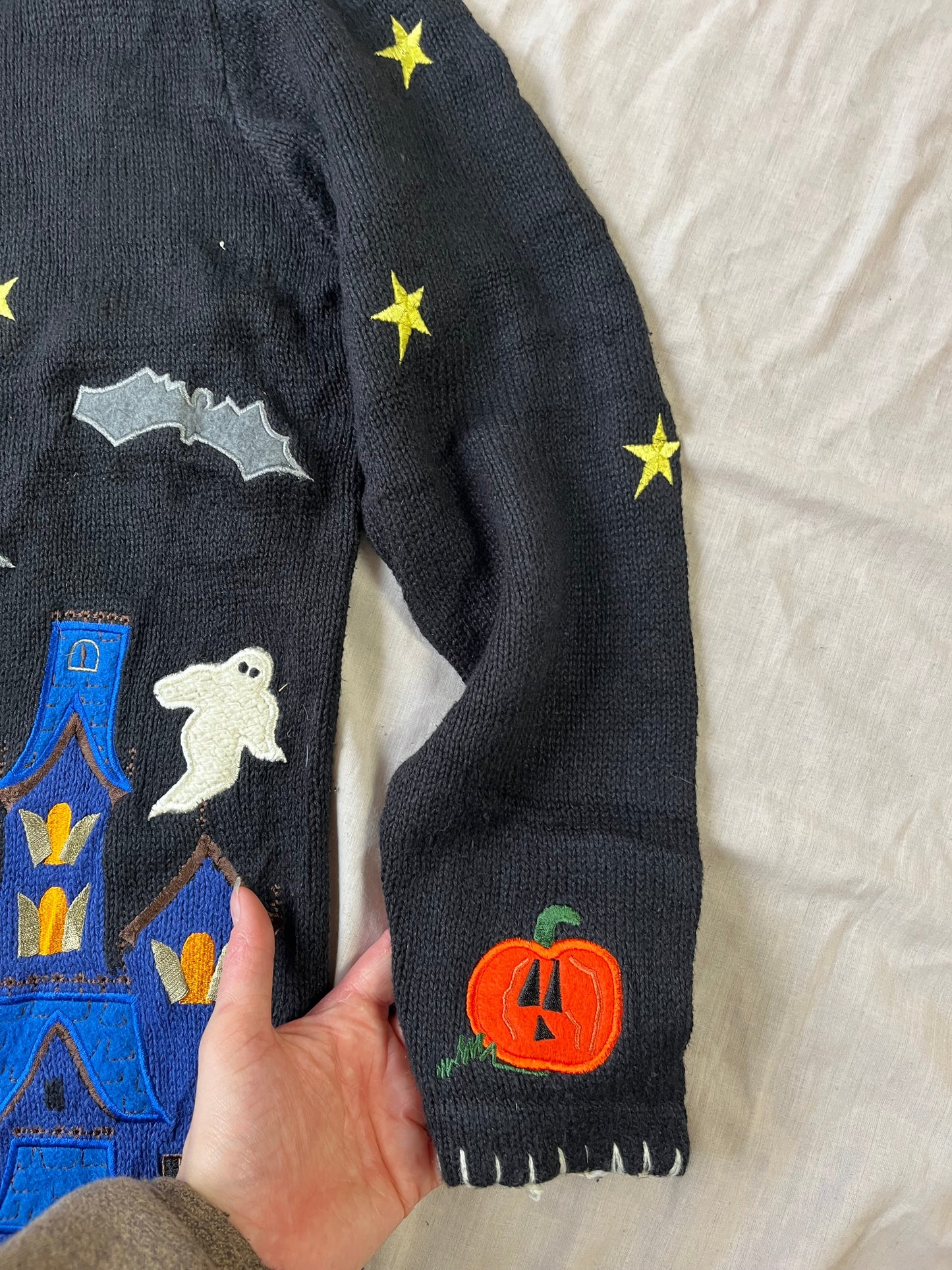 Haunted House 1990s Halloween Cardigan S/M