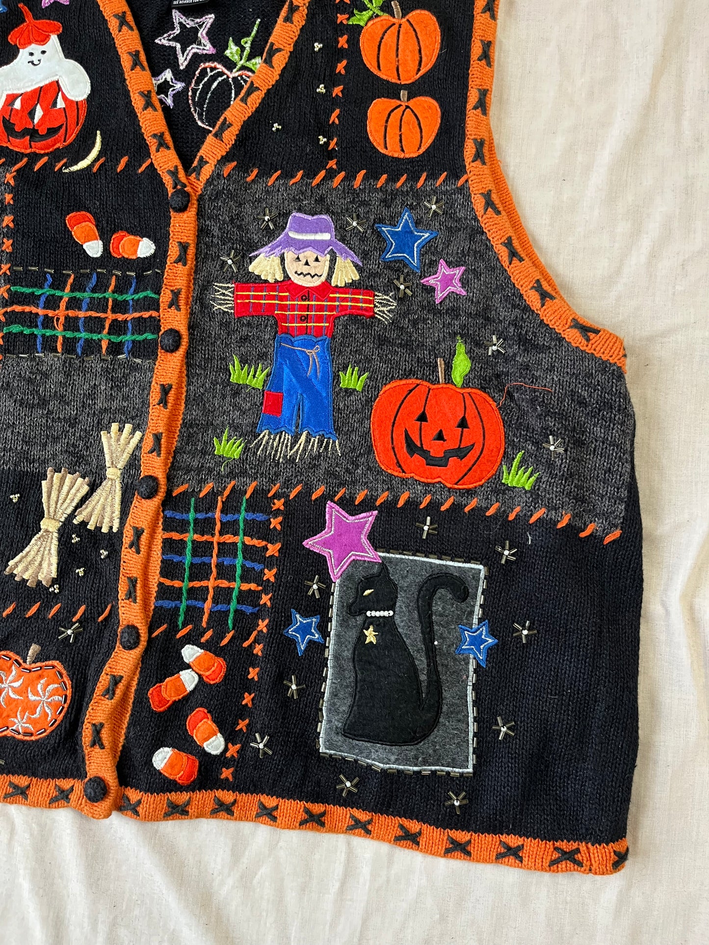 Sleepy Hollow 1990s Halloween Sweater Vest L
