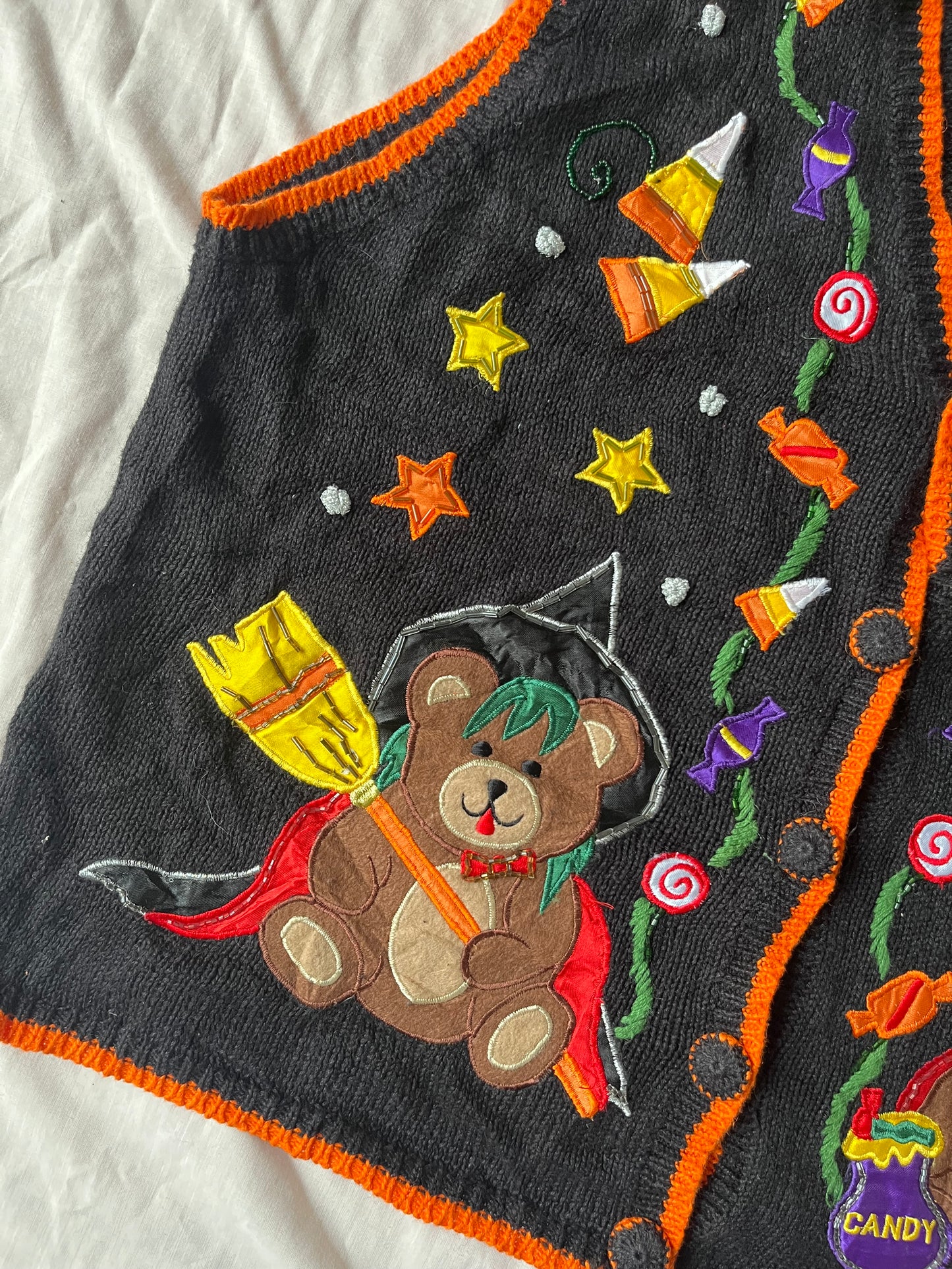 After Midnight 1990s Halloween Sweater Vest L