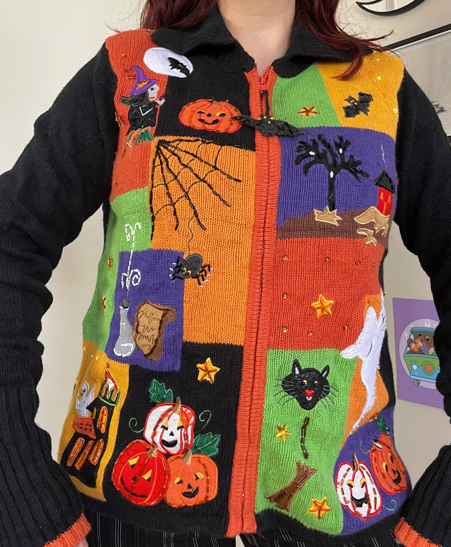 Ghoul Girl 1990s Halloween Cardigan M/L