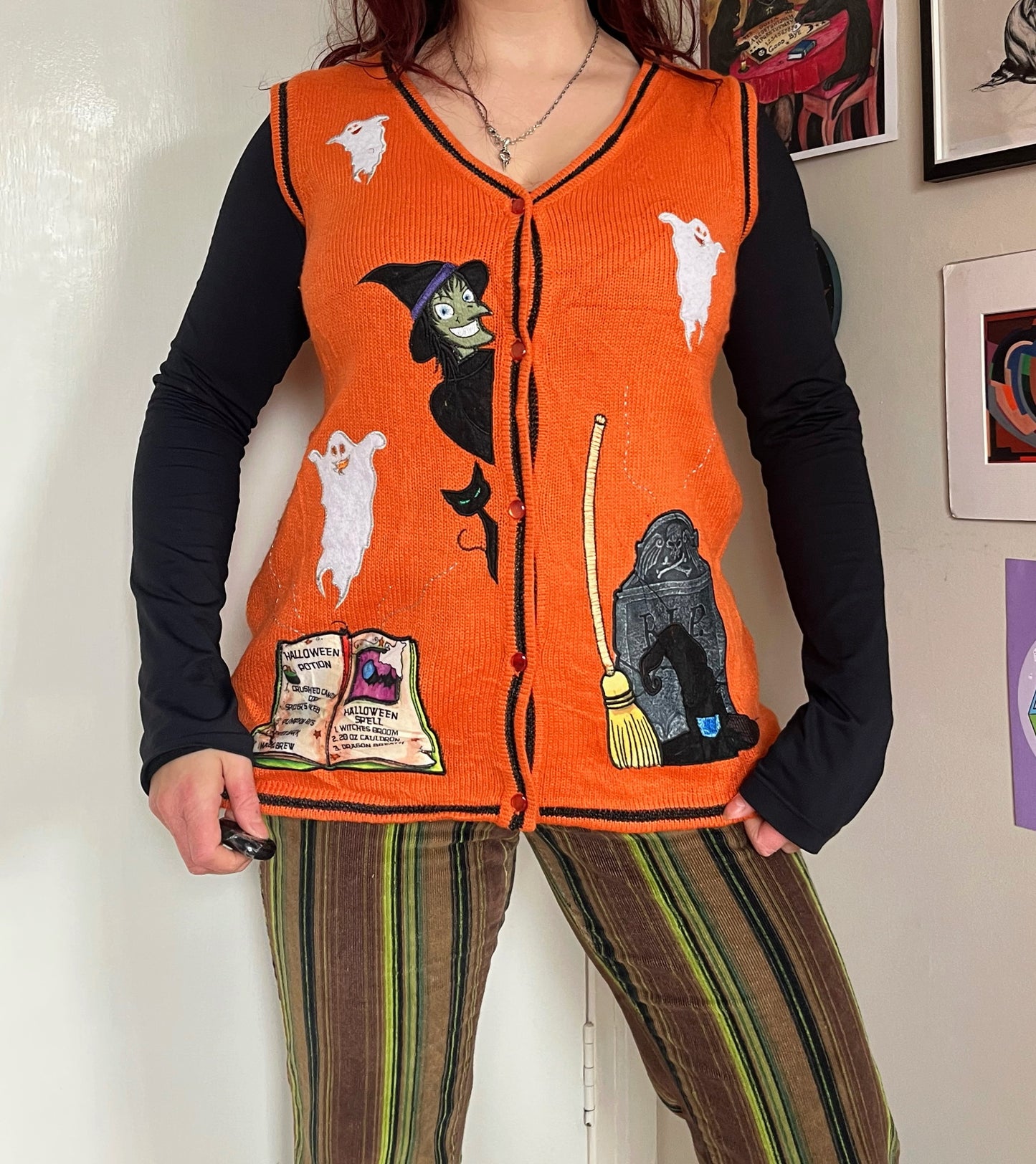 Toil and Trouble 2000s Halloween Sweater Vest M