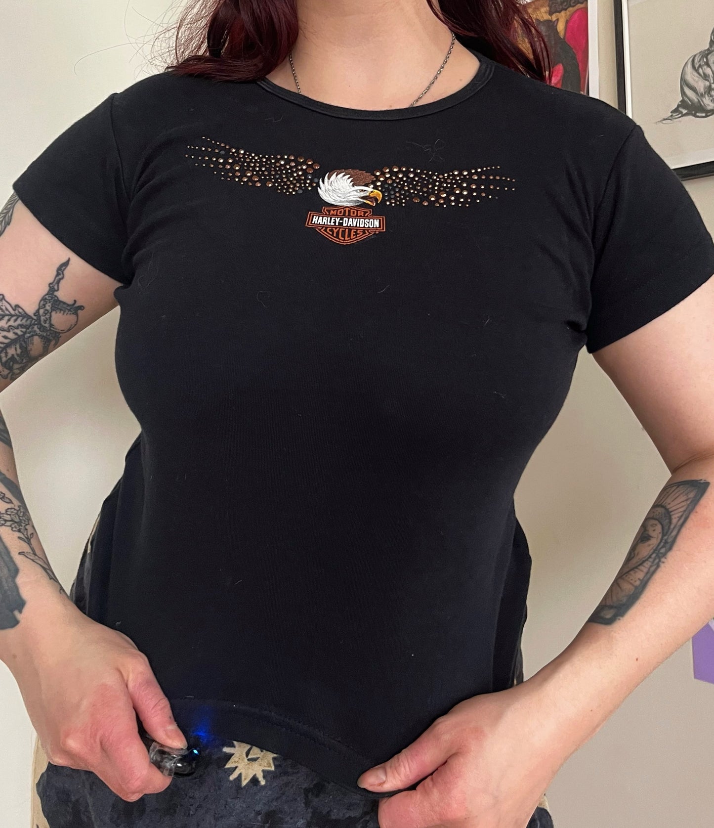 Y2K Harley Davidson Baby Tee UK 10-12