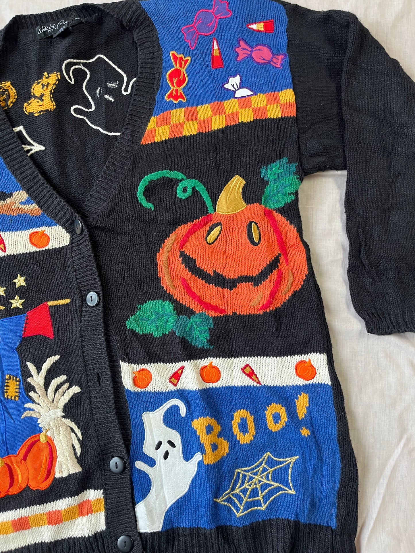 Haunted Harvest 1990s Halloween Cardigan L