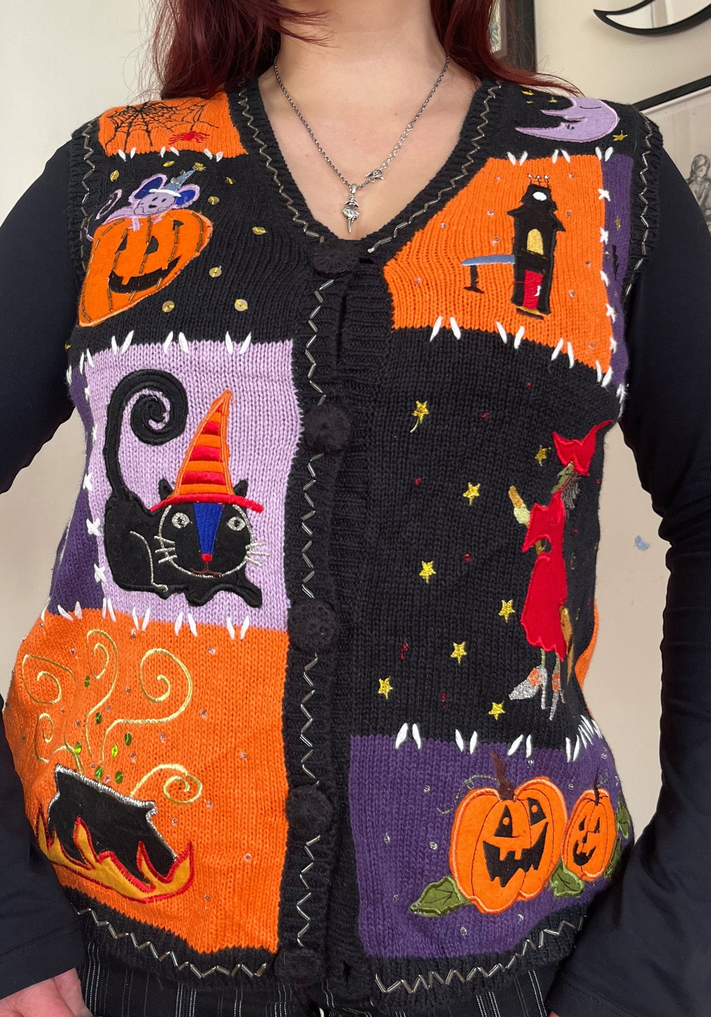 Tarot 1990s Halloween Sweater Vest M