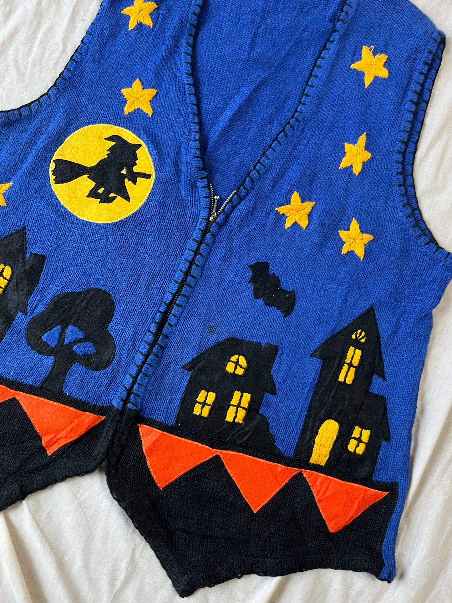 Season of The Witch 1990s Halloween Sweater Vest L