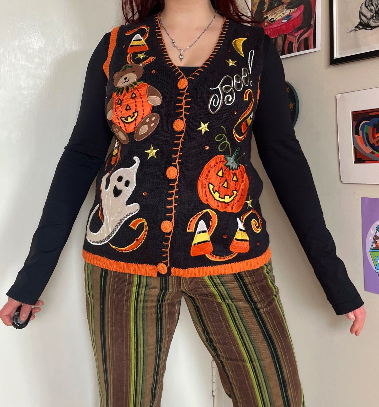 Hocus Pocus 1990s Halloween Sweater Vest M