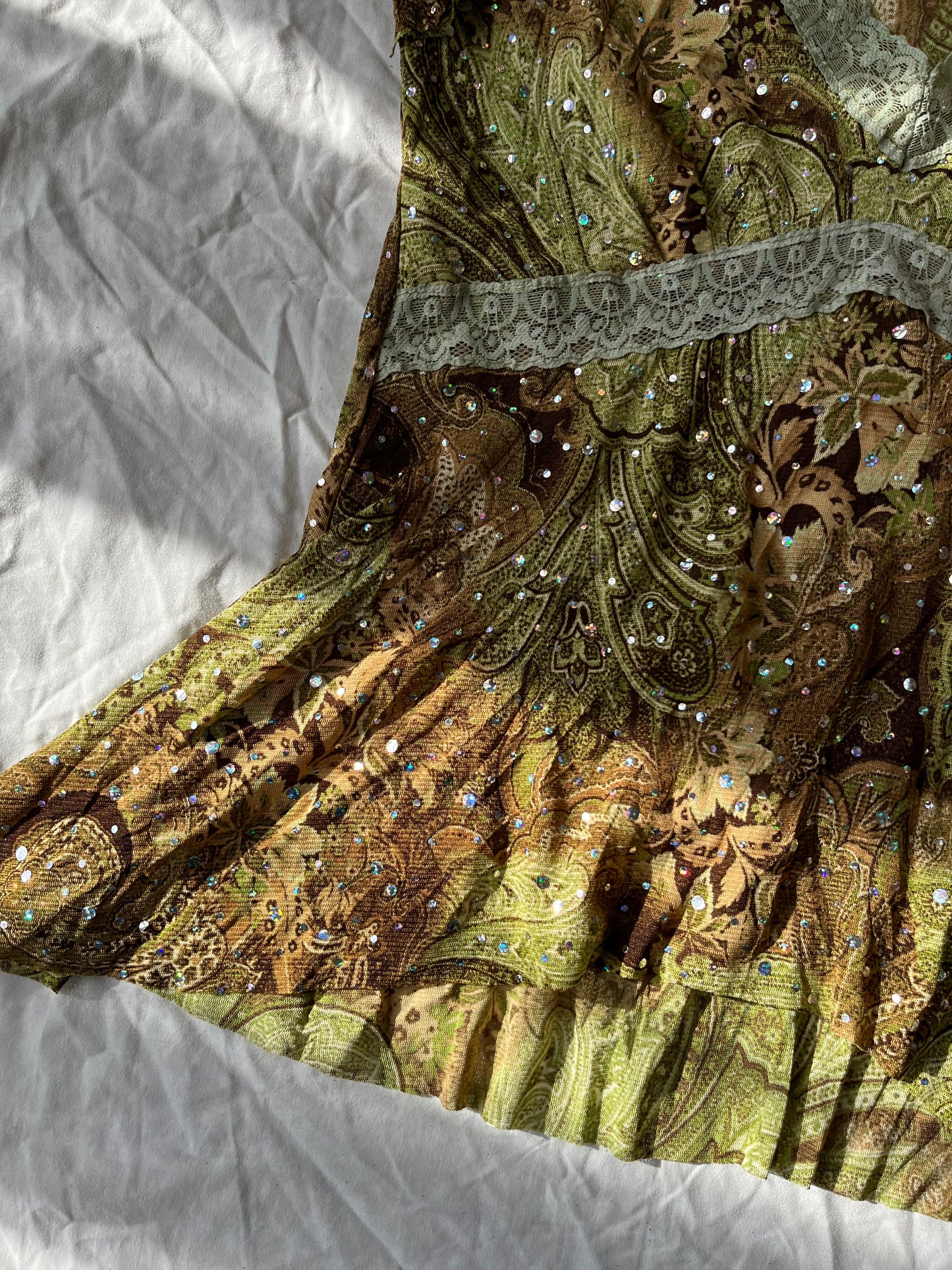 Green Sequined Top UK 8-10