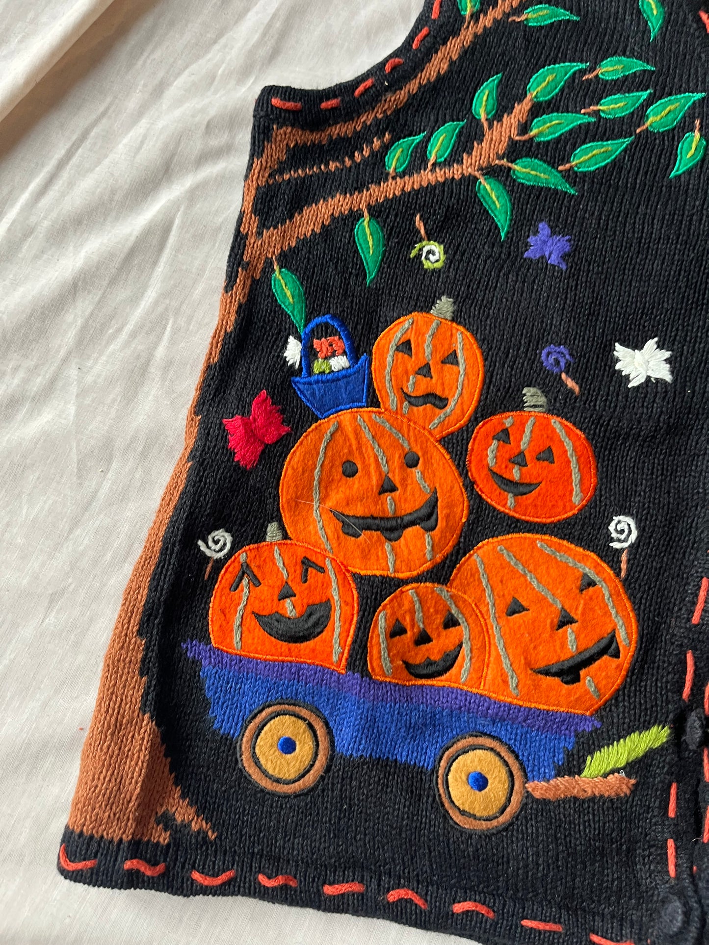 Pumpkin Patch 1990s Halloween Sweater Vest M