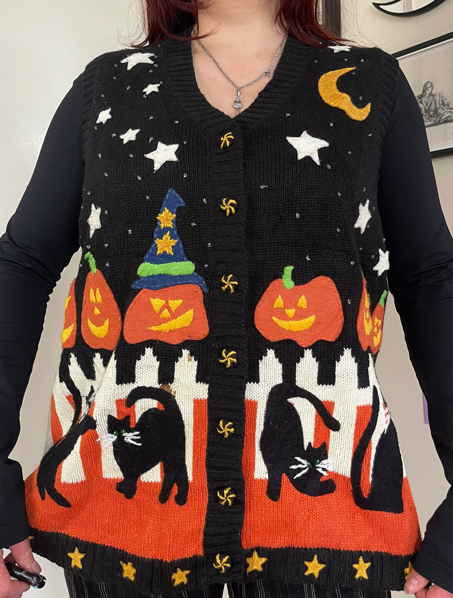 Nocturnal 1990s Halloween Sweater Vest L