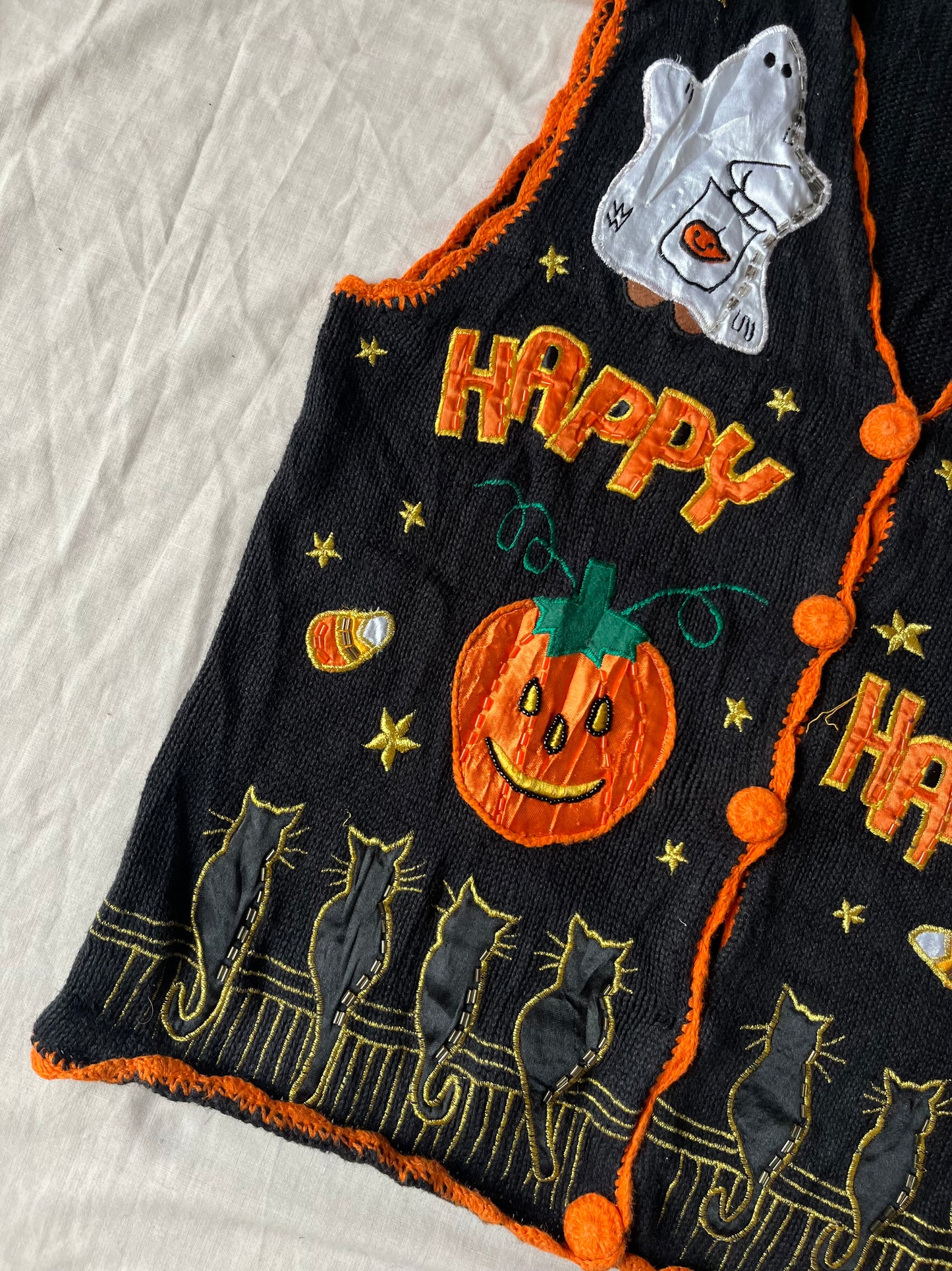 Happy Halloween 1990s Halloween Sweater Vest S