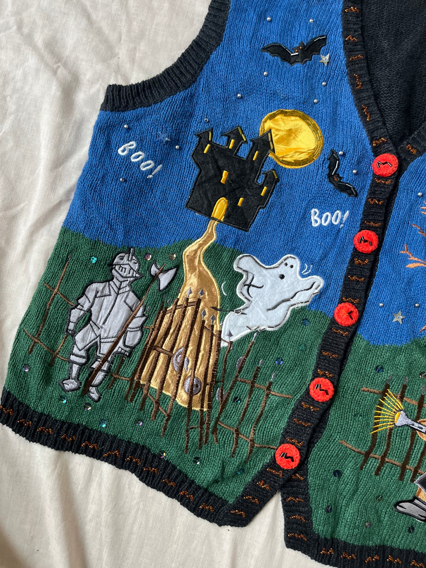 All Hallows 1990s Halloween Sweater Vest XL