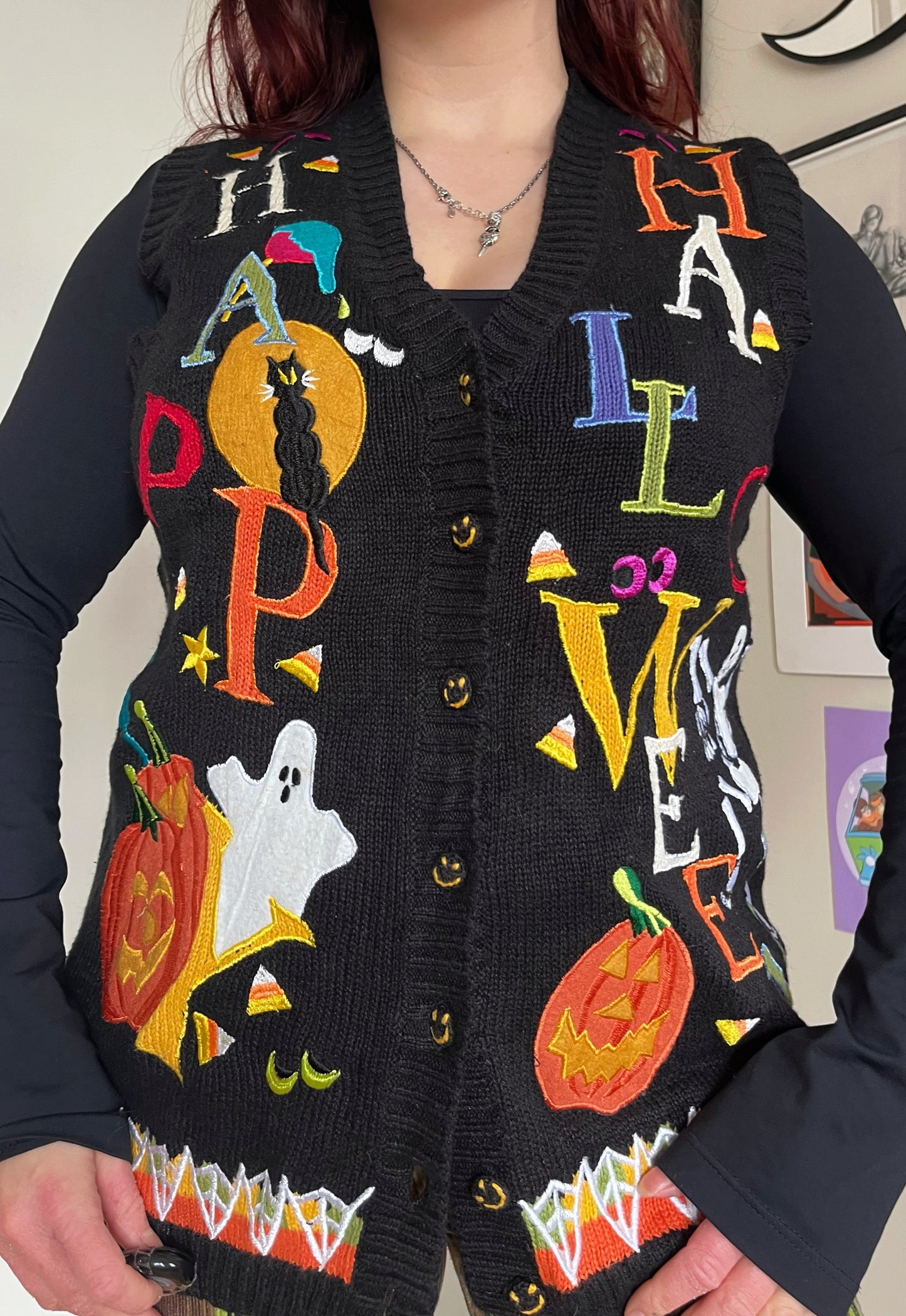 Samhain Celebrations 1990s Halloween Sweater Vest M
